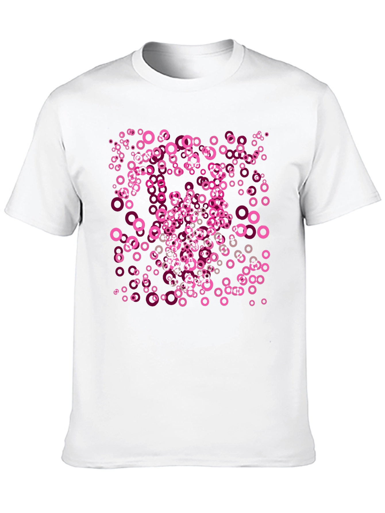 Pink Circle Pattern Black T-Shirt
