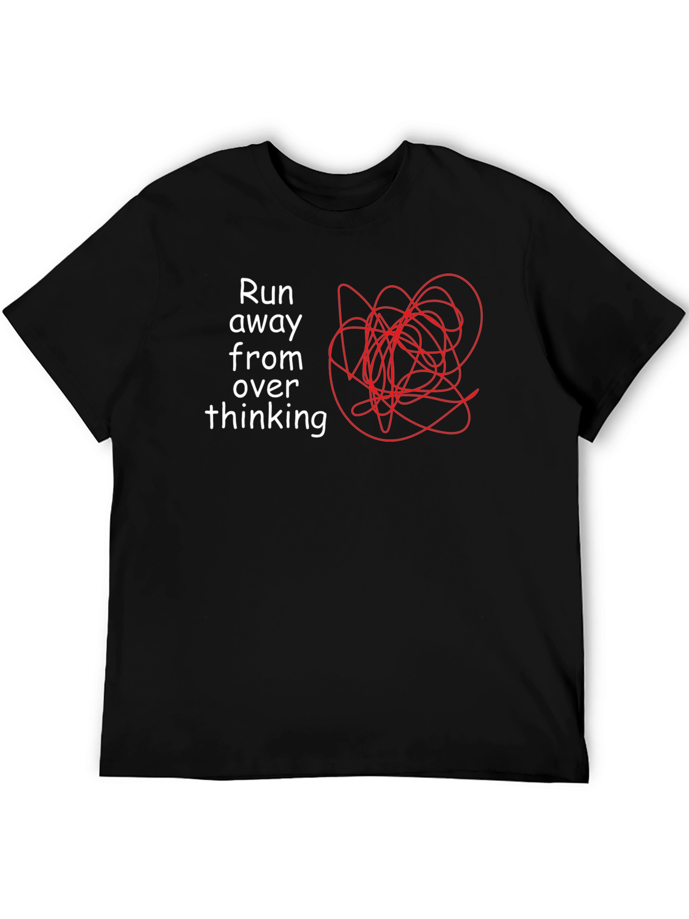 Run Away From Overthinking Black Graphic T-Shirt