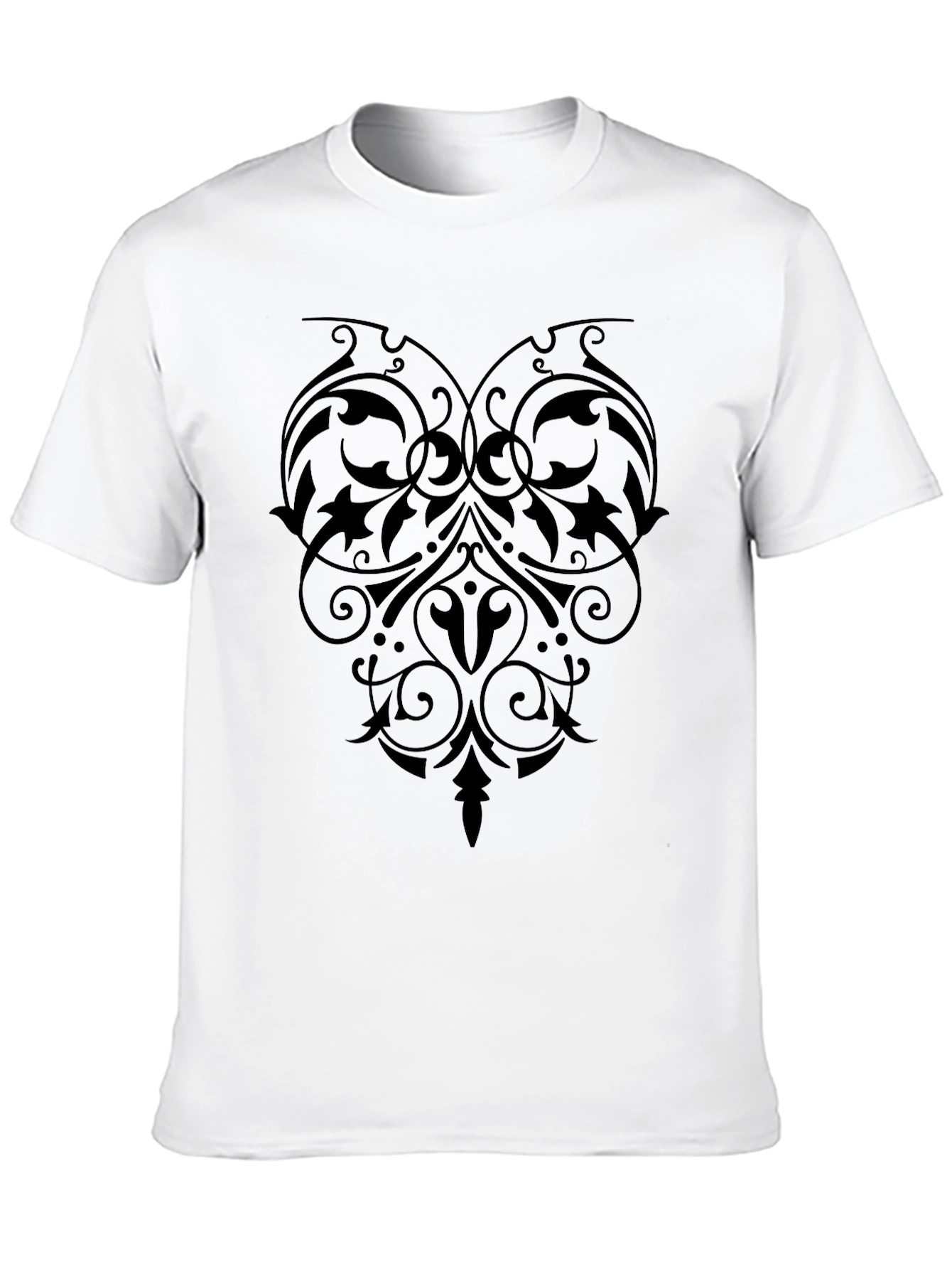 Elegant Black Floral Heart Graphic Tee