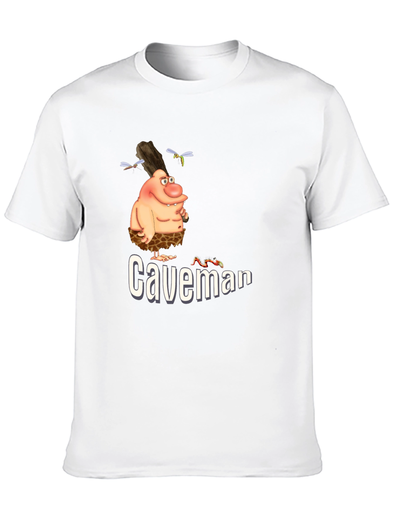 Caveman Cartoon Graphic Tee - Black T-Shirt