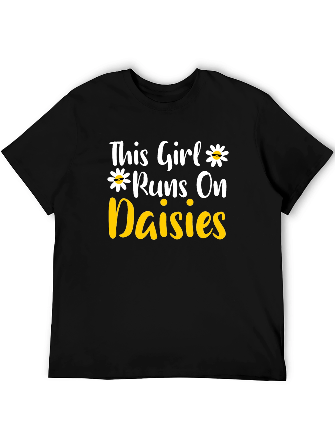 This Girl Runs on Daisies T-Shirt - Black