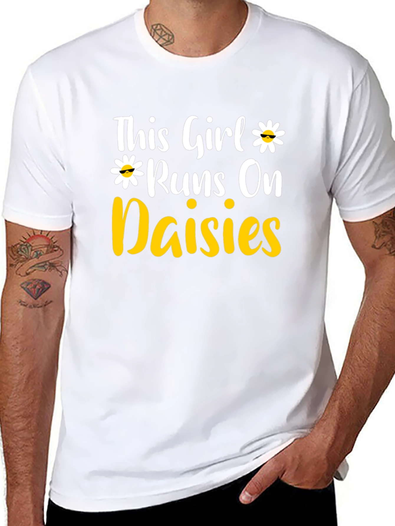 This Girl Runs on Daisies T-Shirt - Black