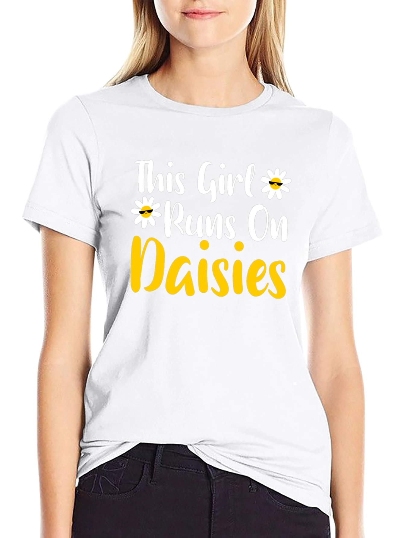 This Girl Runs on Daisies T-Shirt - Black