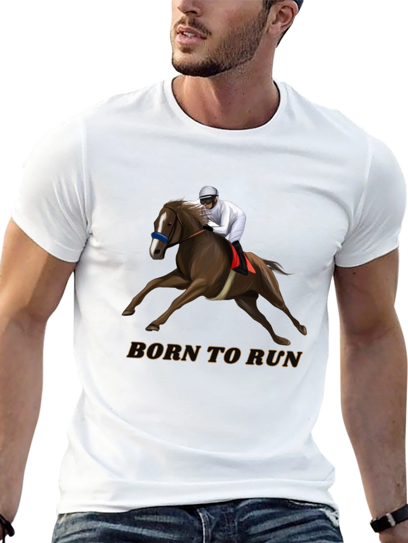 Born To Run Horse Racing Black T-Shirt