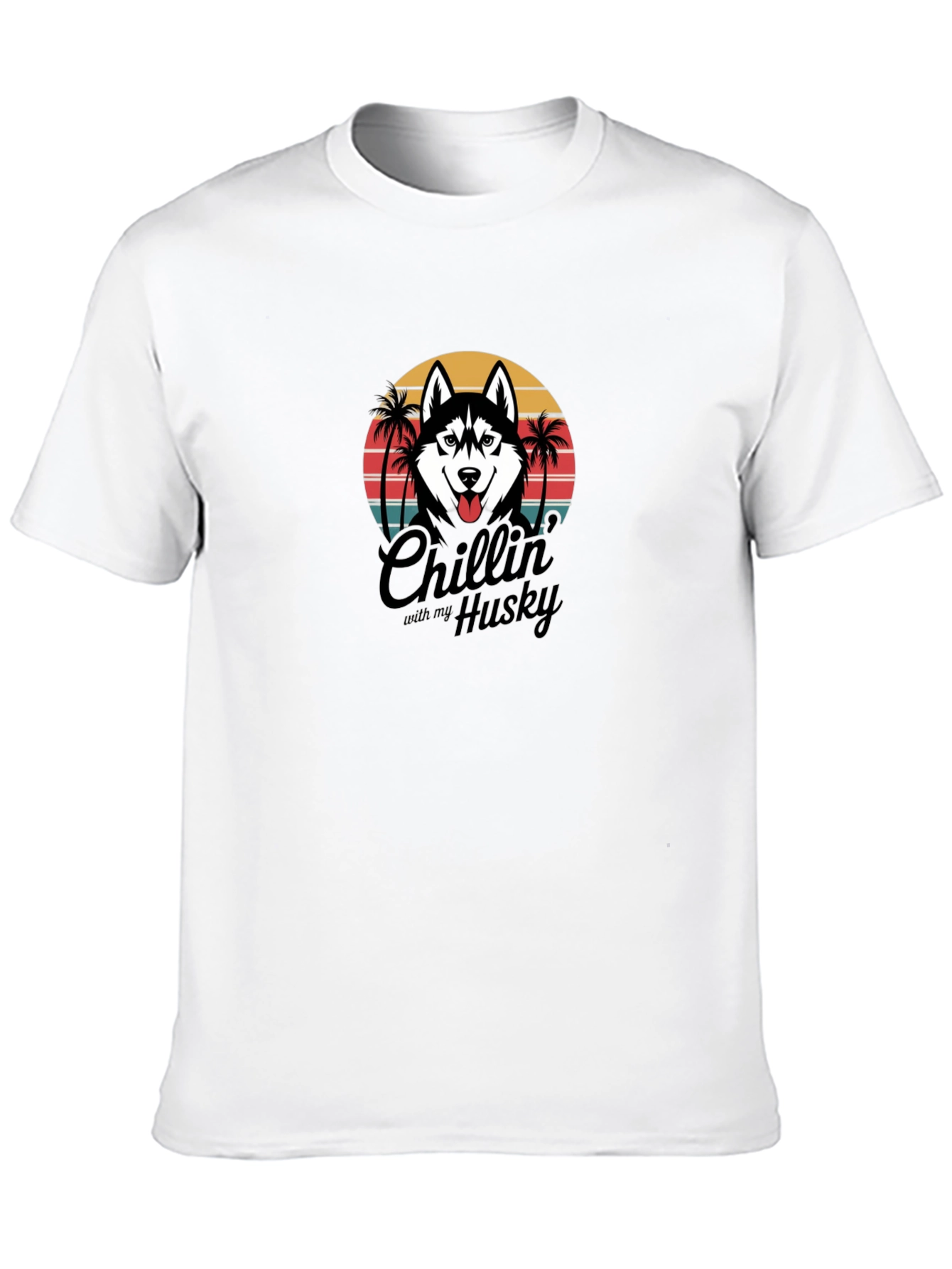 Chillin With My Husky T-Shirt - Black Graphic Tee
