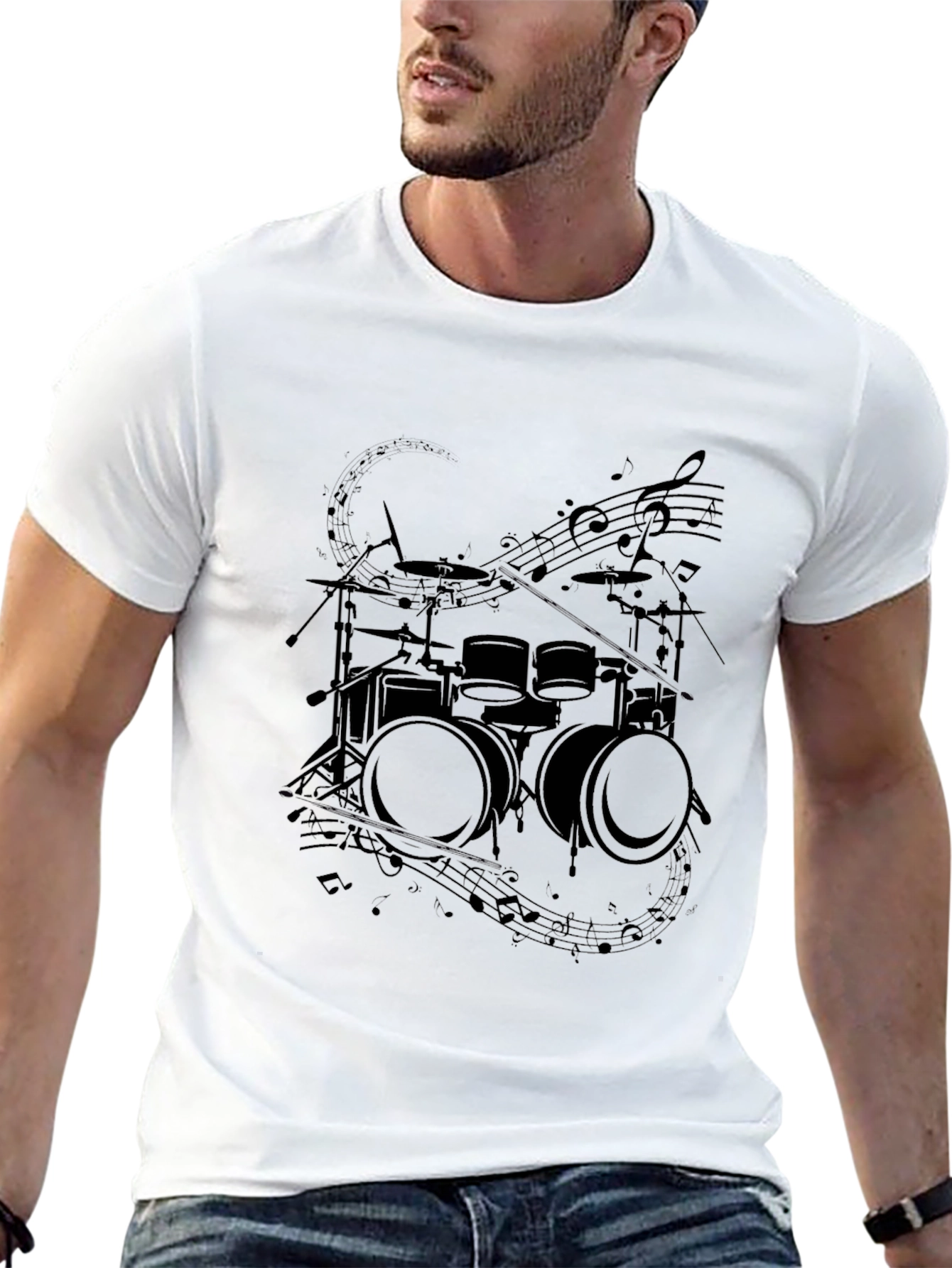 Drum Set Graphic T-Shirt - Music Lover Tee