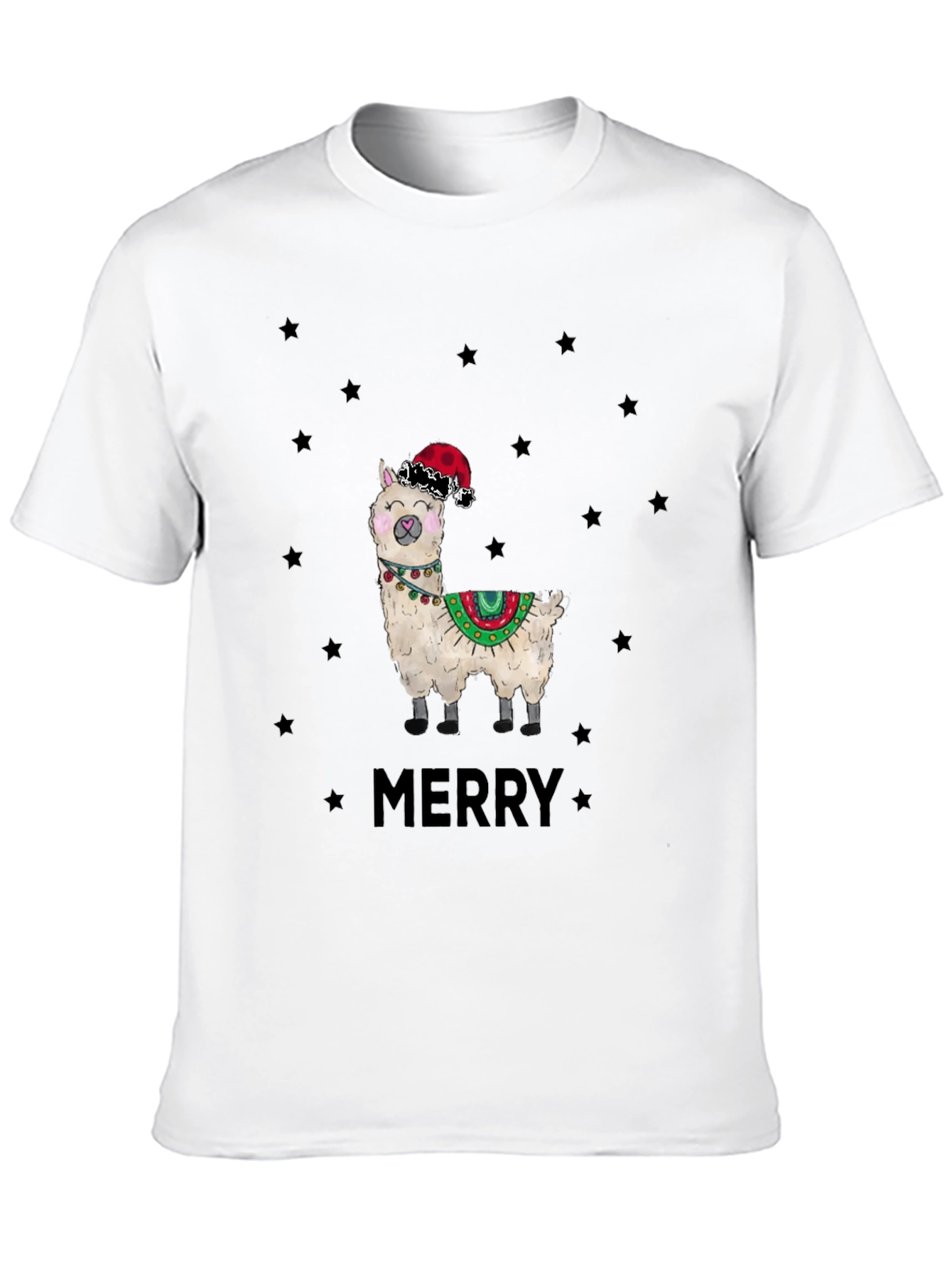 Festive Llama Graphic Tee - Christmas Holiday Apparel