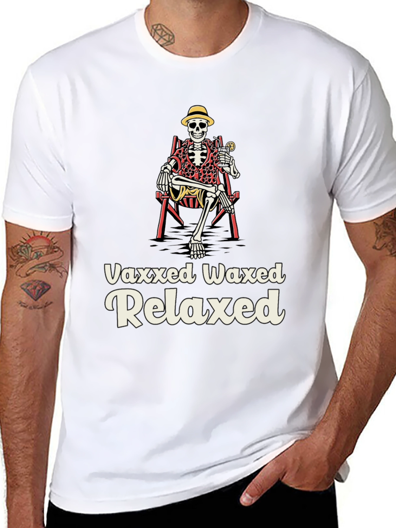 Vaxxed Waxed Relaxed Skeleton Tee