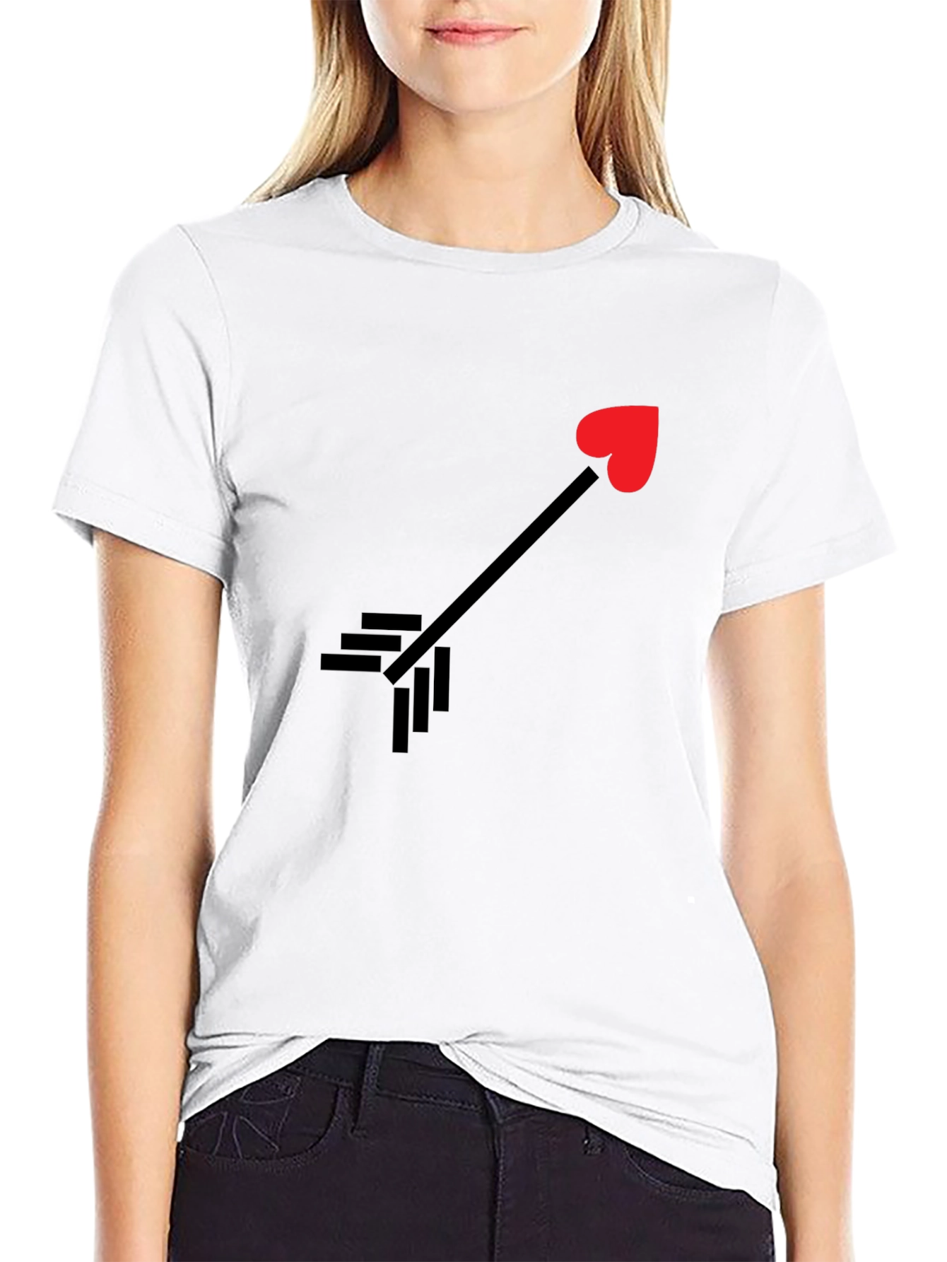 Black T-Shirt with Heart Arrow Graphic