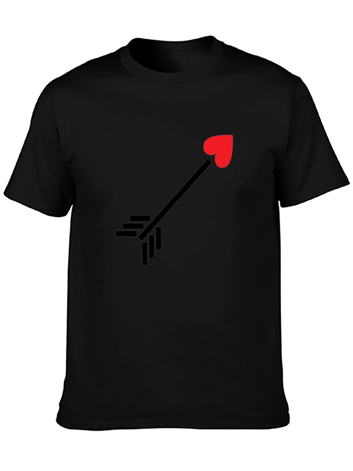 Black T-Shirt with Heart Arrow Graphic