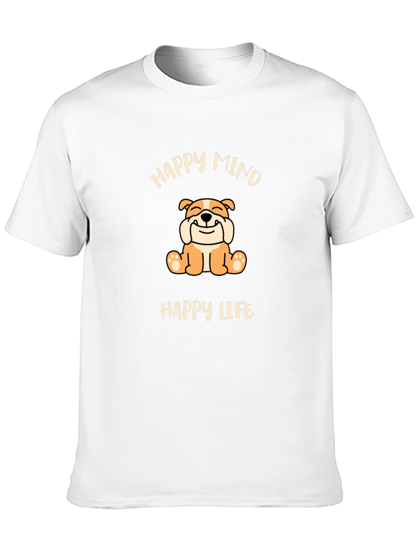 Happy Mind Happy Life Bulldog Graphic Tee