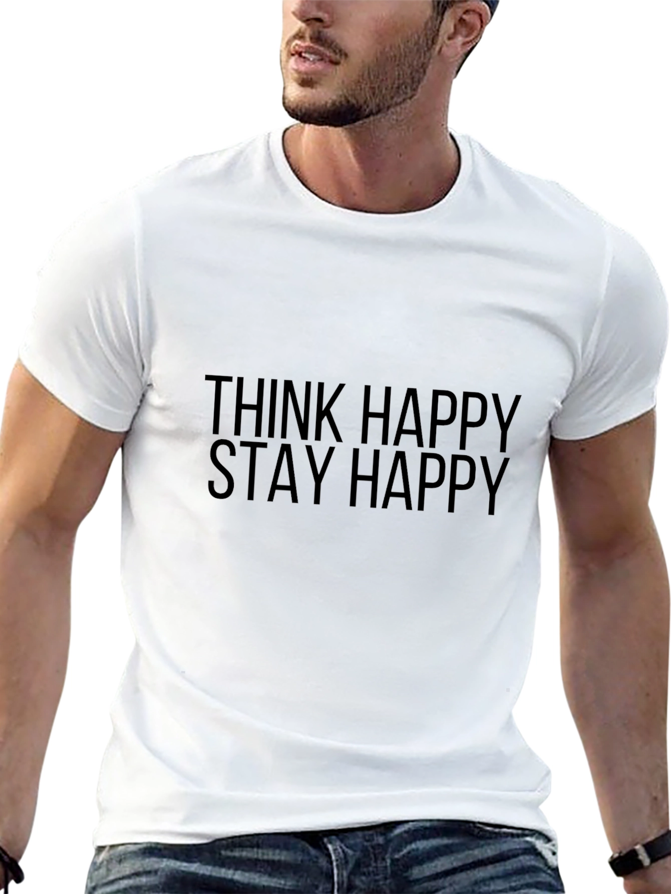 Think Happy Stay Happy Black T-Shirt