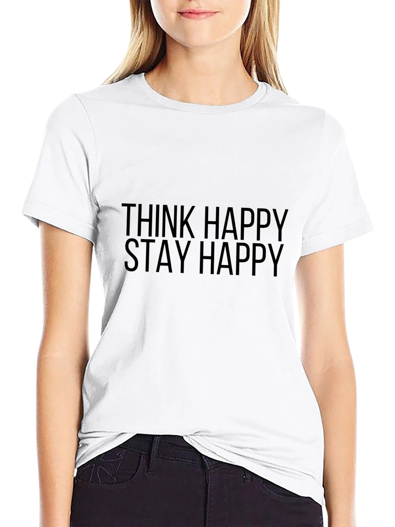 Think Happy Stay Happy Black T-Shirt