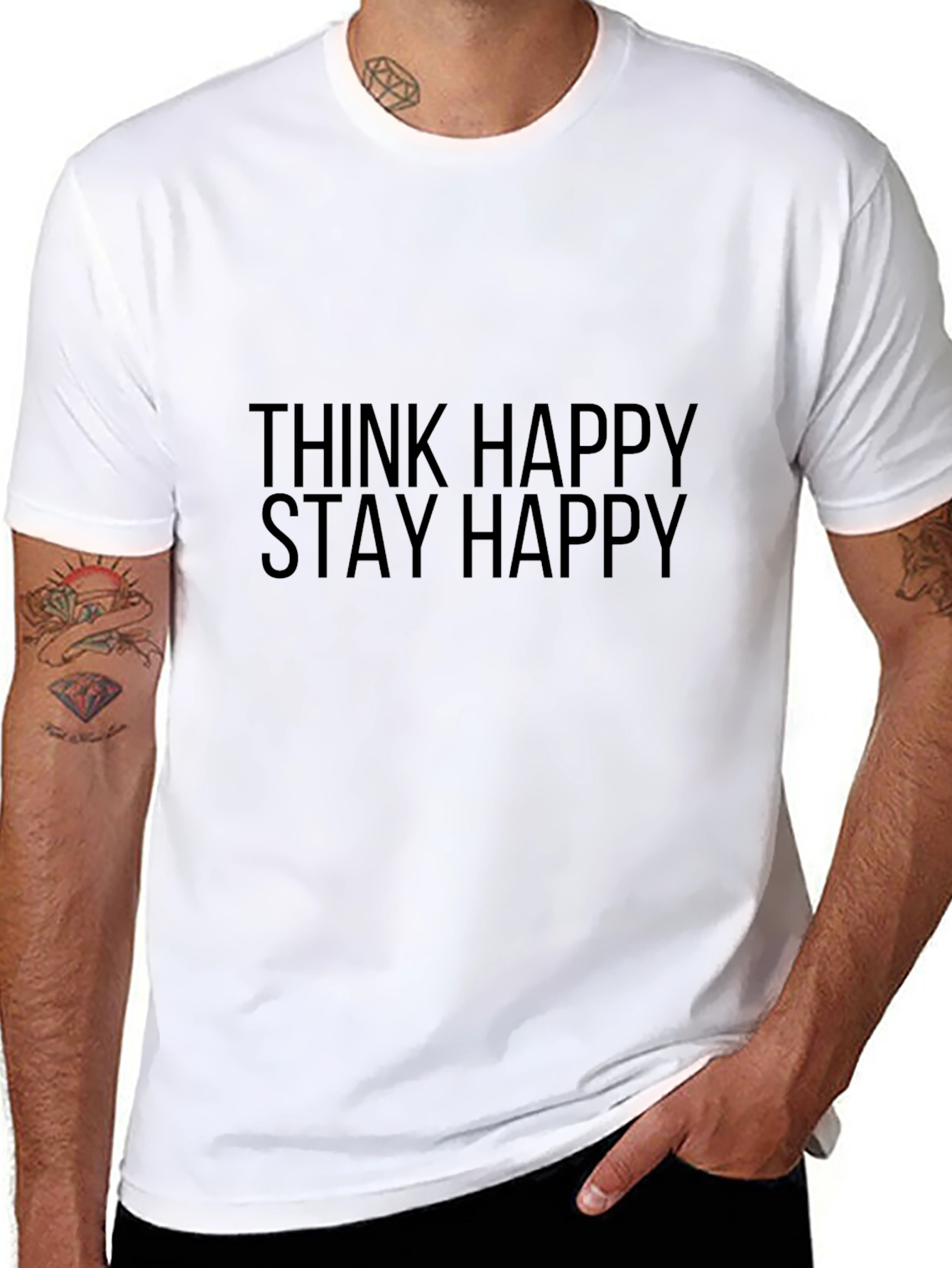 Think Happy Stay Happy Black T-Shirt