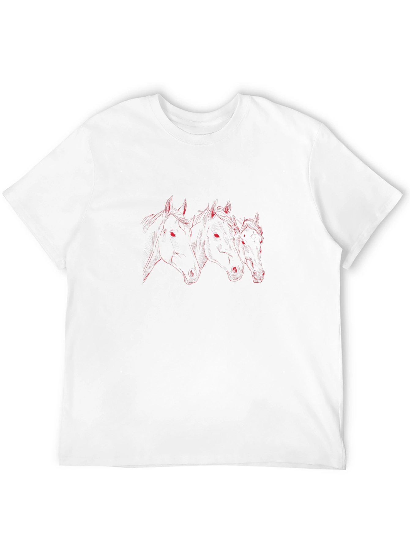 Black T-Shirt with Red Horse Heads Design