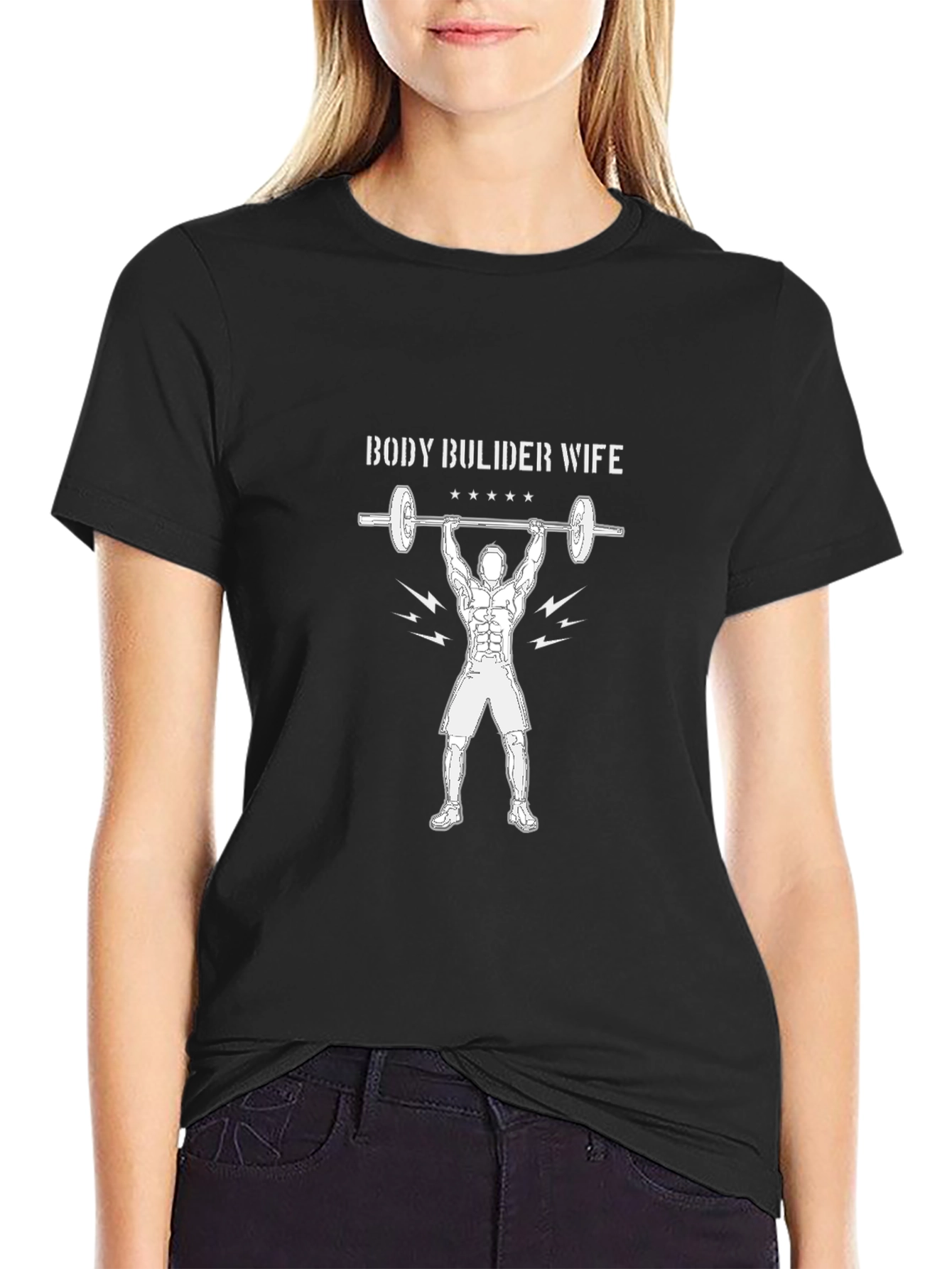 Bodybuilder Wife Graphic Tee - Black Cotton Blend