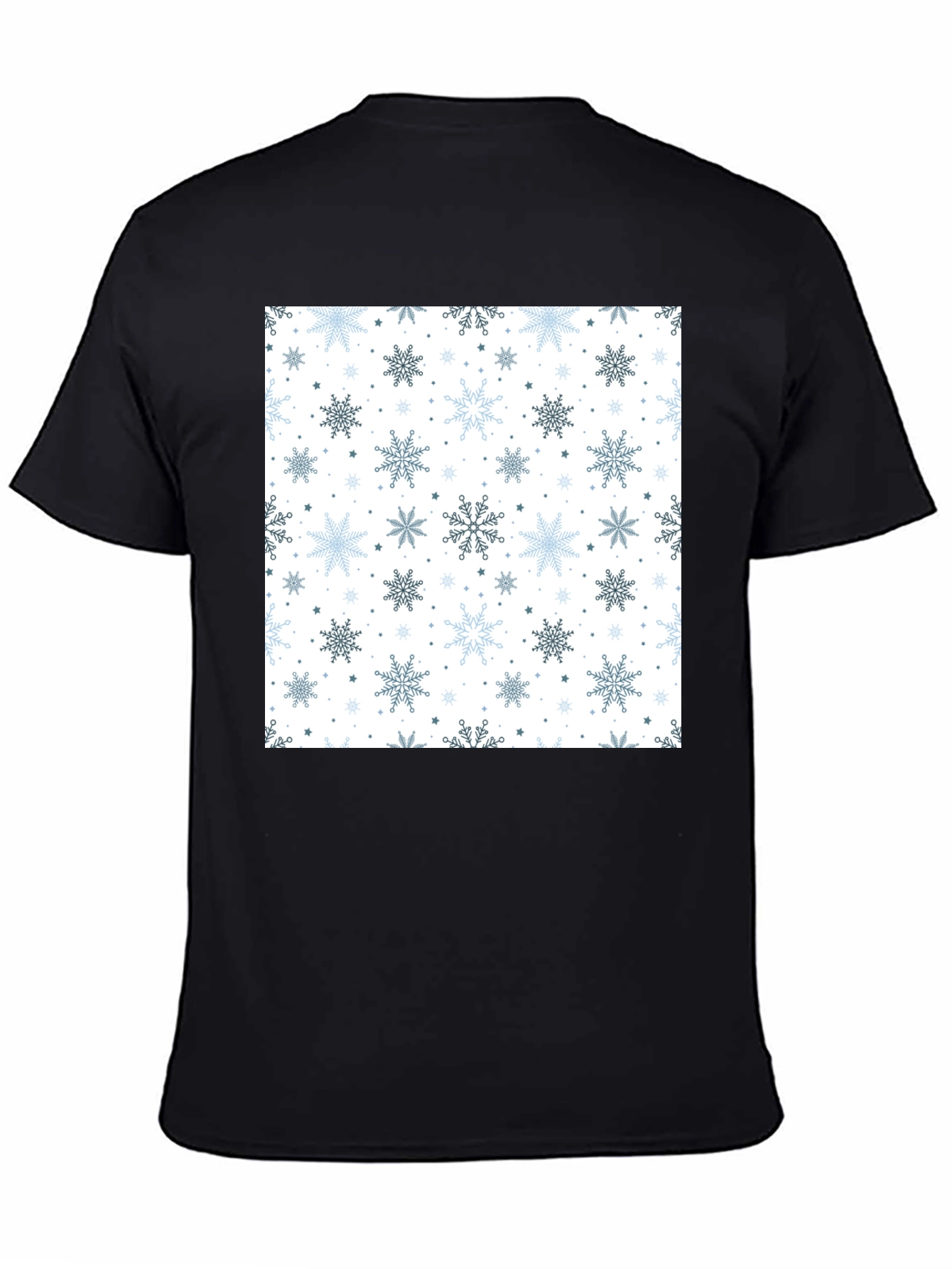 Winter Snowflake Pattern Black T-Shirt