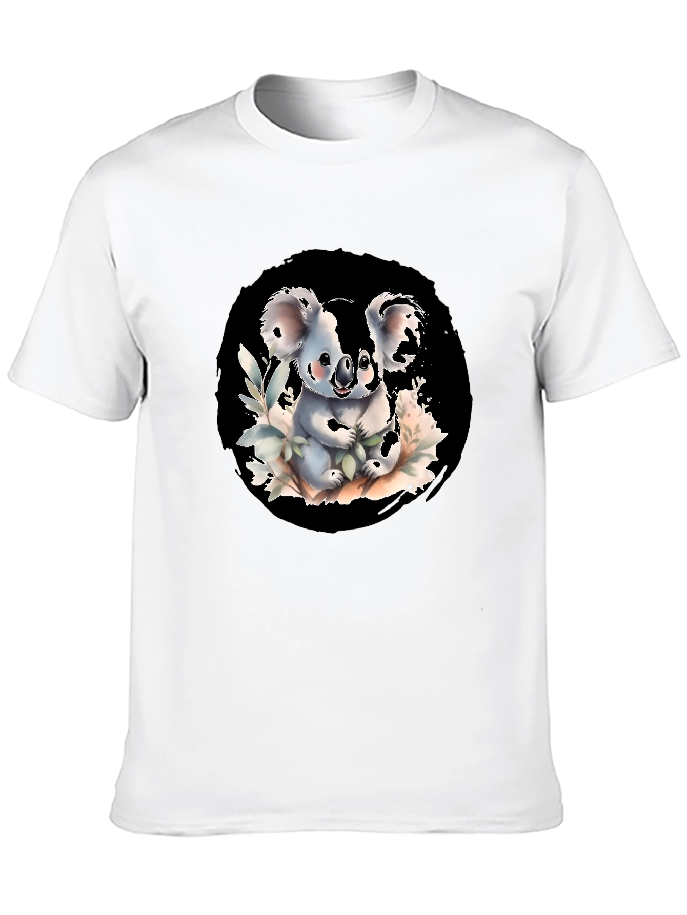 Cute Koala Graphic Tee - Black Cotton Blend Shirt