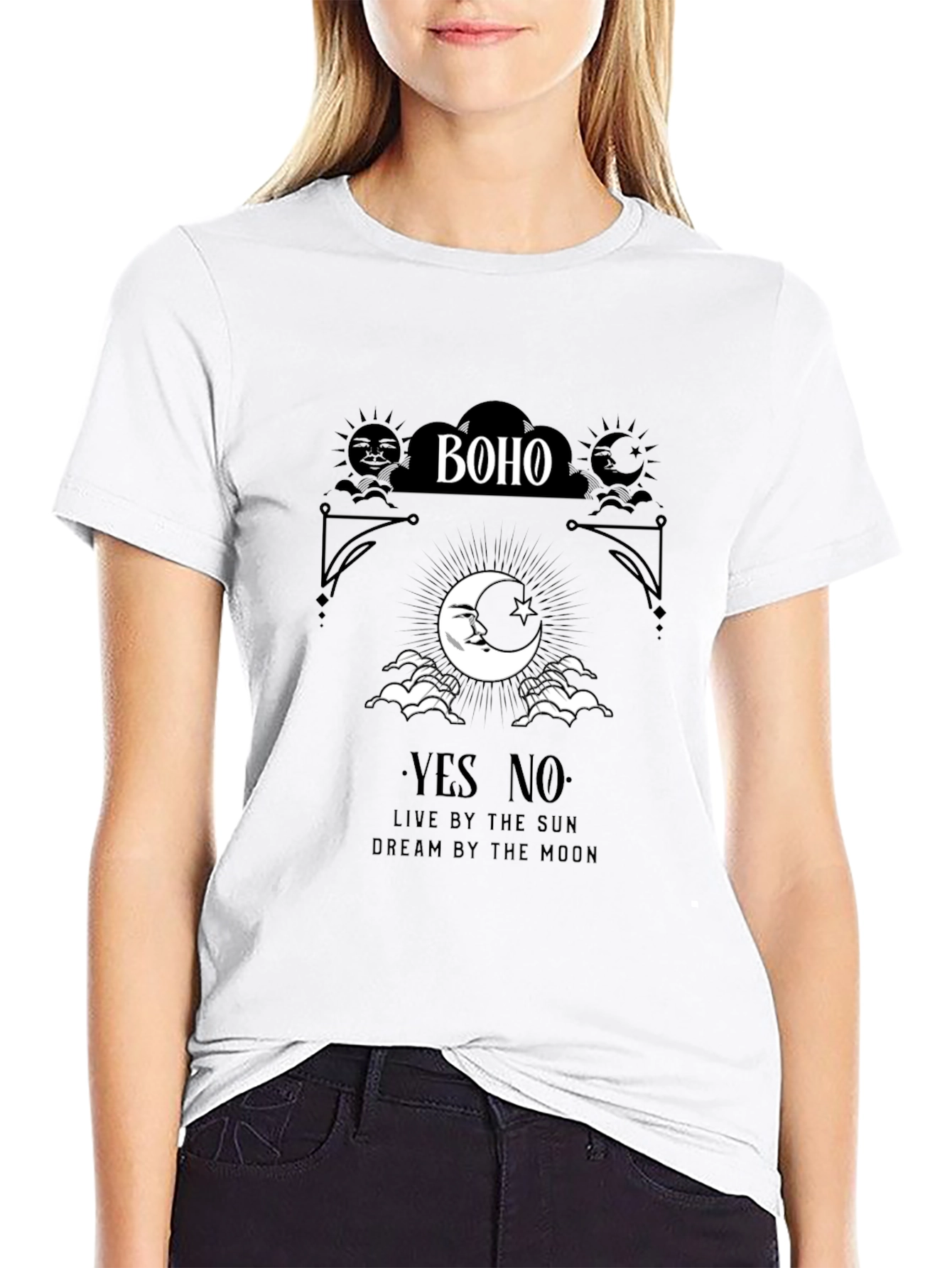 Boho Sun & Moon Graphic Tee - Dreamy Vibes