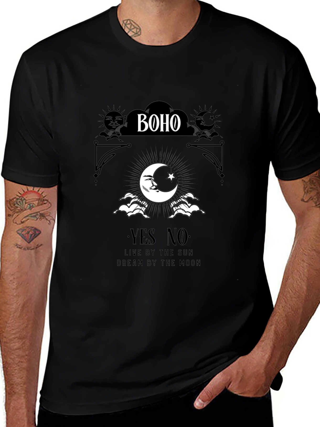 Boho Sun & Moon Graphic Tee - Dreamy Vibes