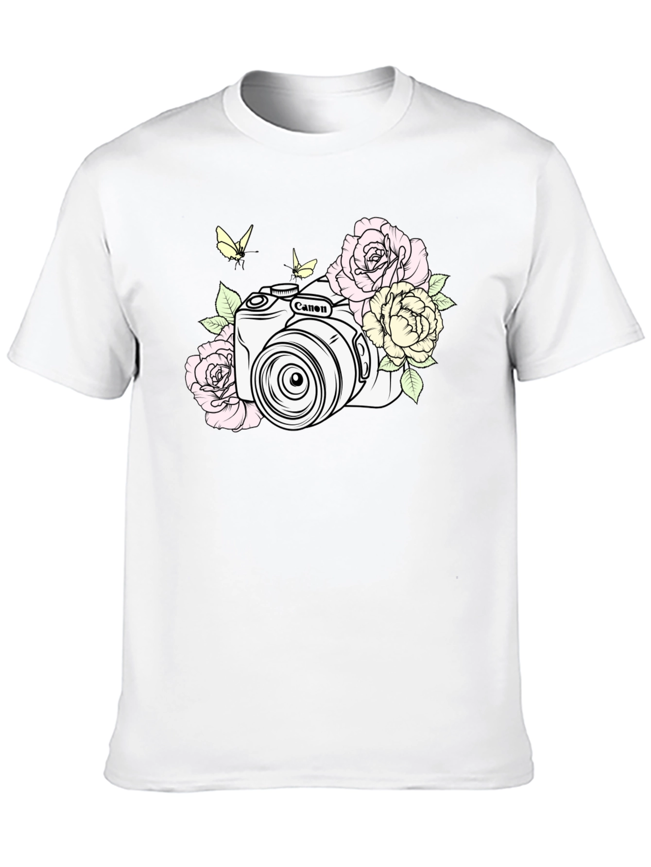 Camera & Roses Black Graphic Tee