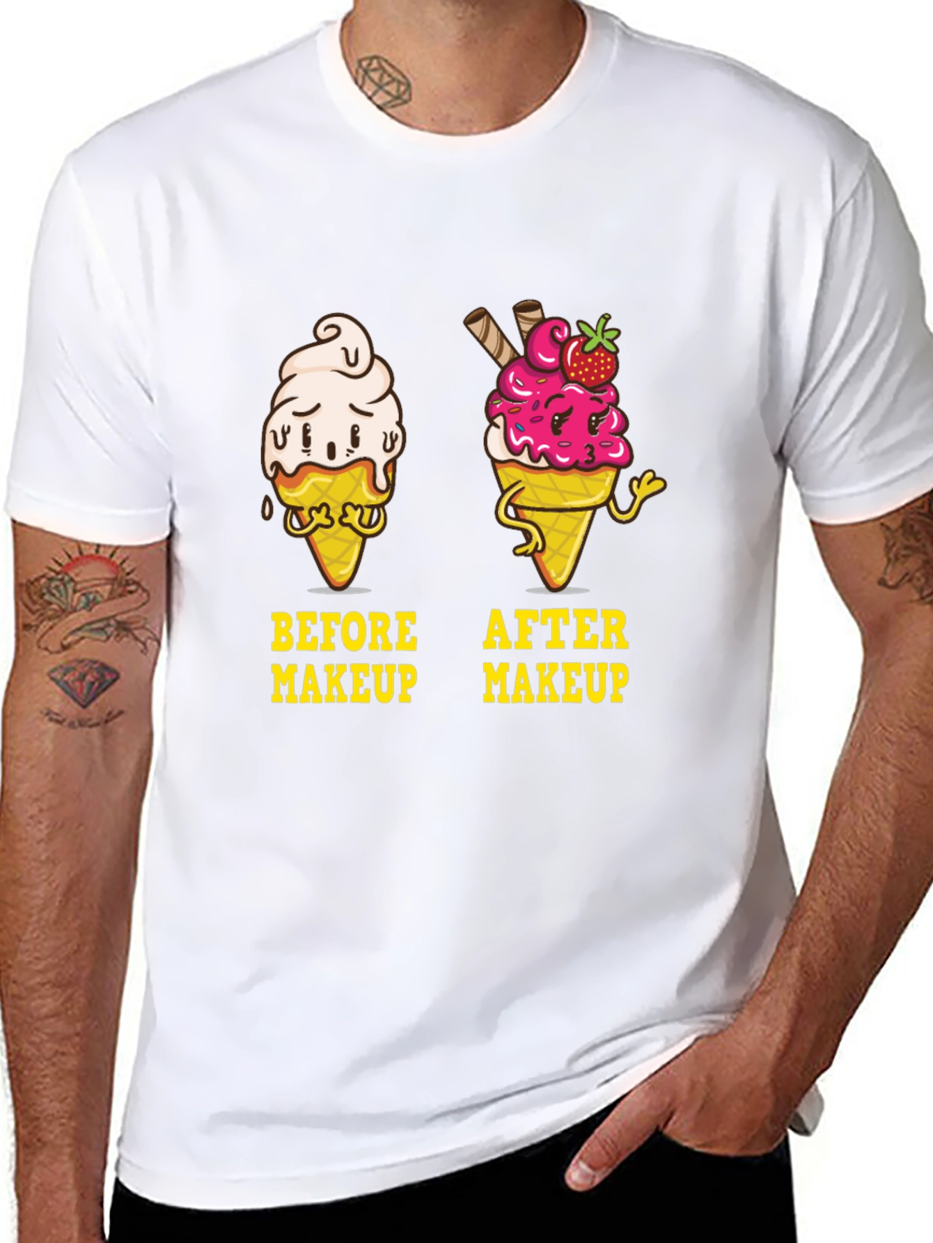 Before & After Makeup Ice Cream Graphic T-Shirt