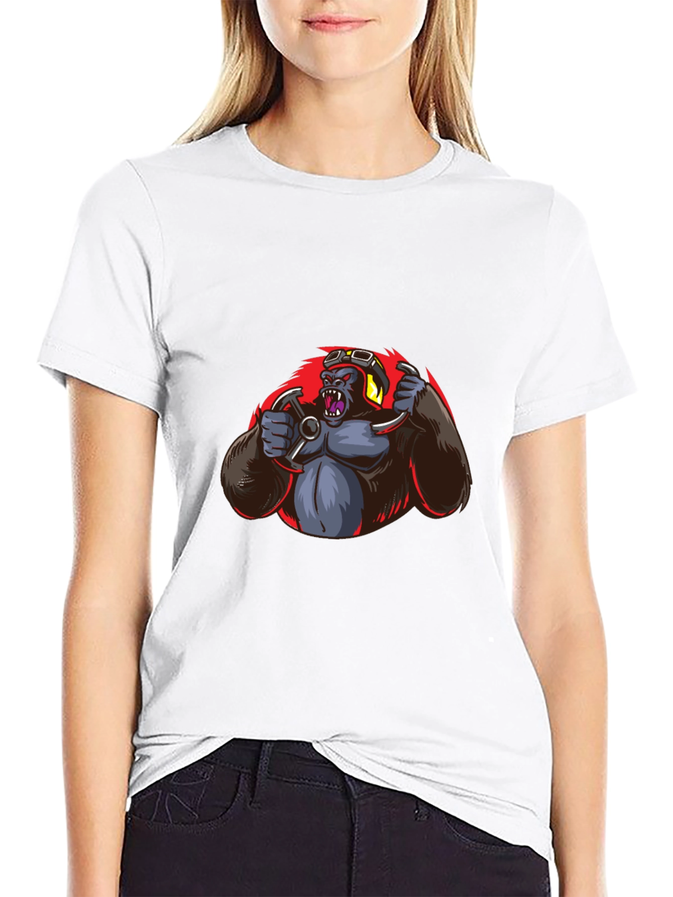 Biker Gorilla Graphic Tee - Black
