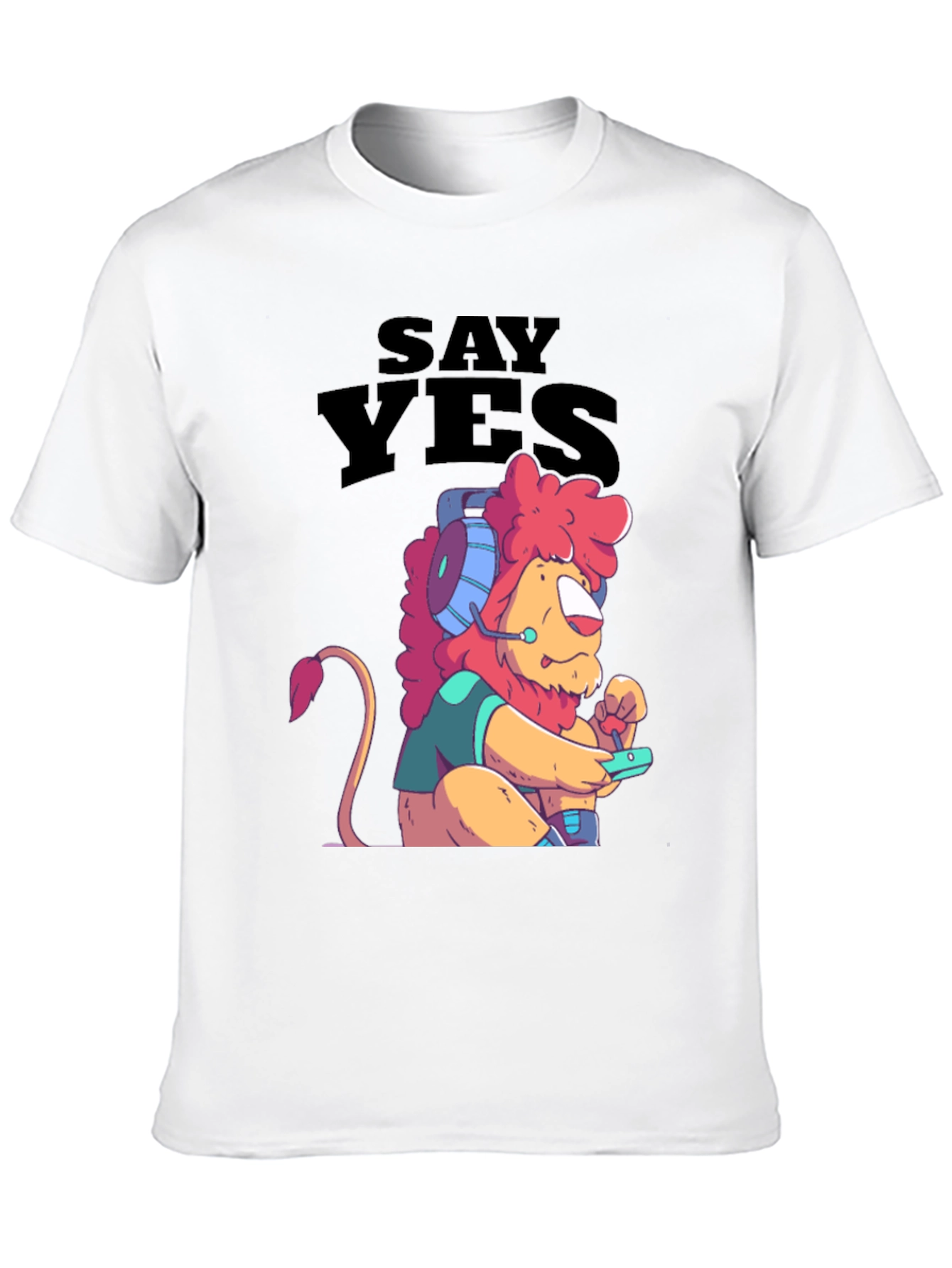 Say Yes Lion Gamer Black T-Shirt