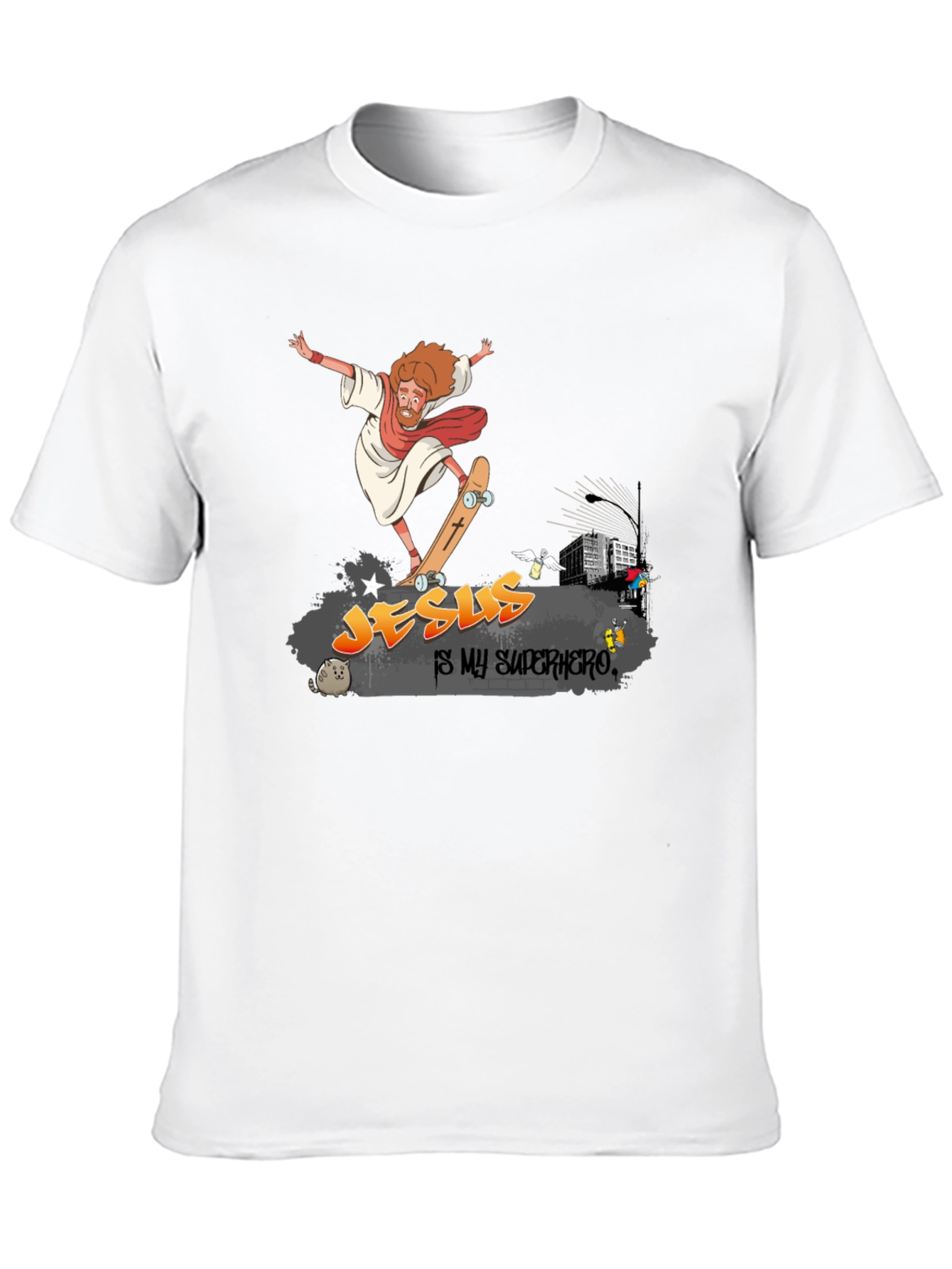 Jesus Skateboard Graphic Black Tee