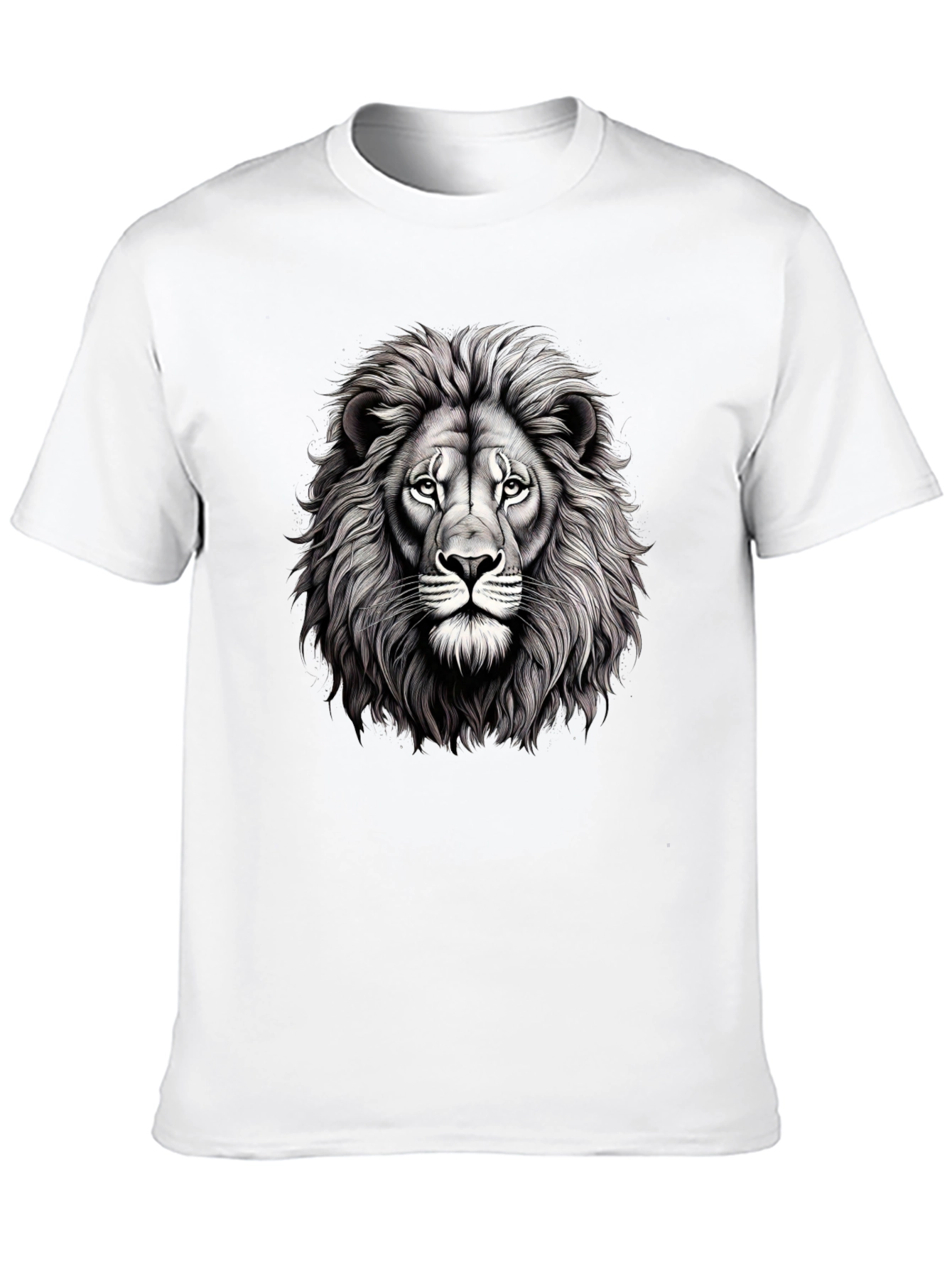 Lion Graphic Tee - Mens Black Cotton T-Shirt