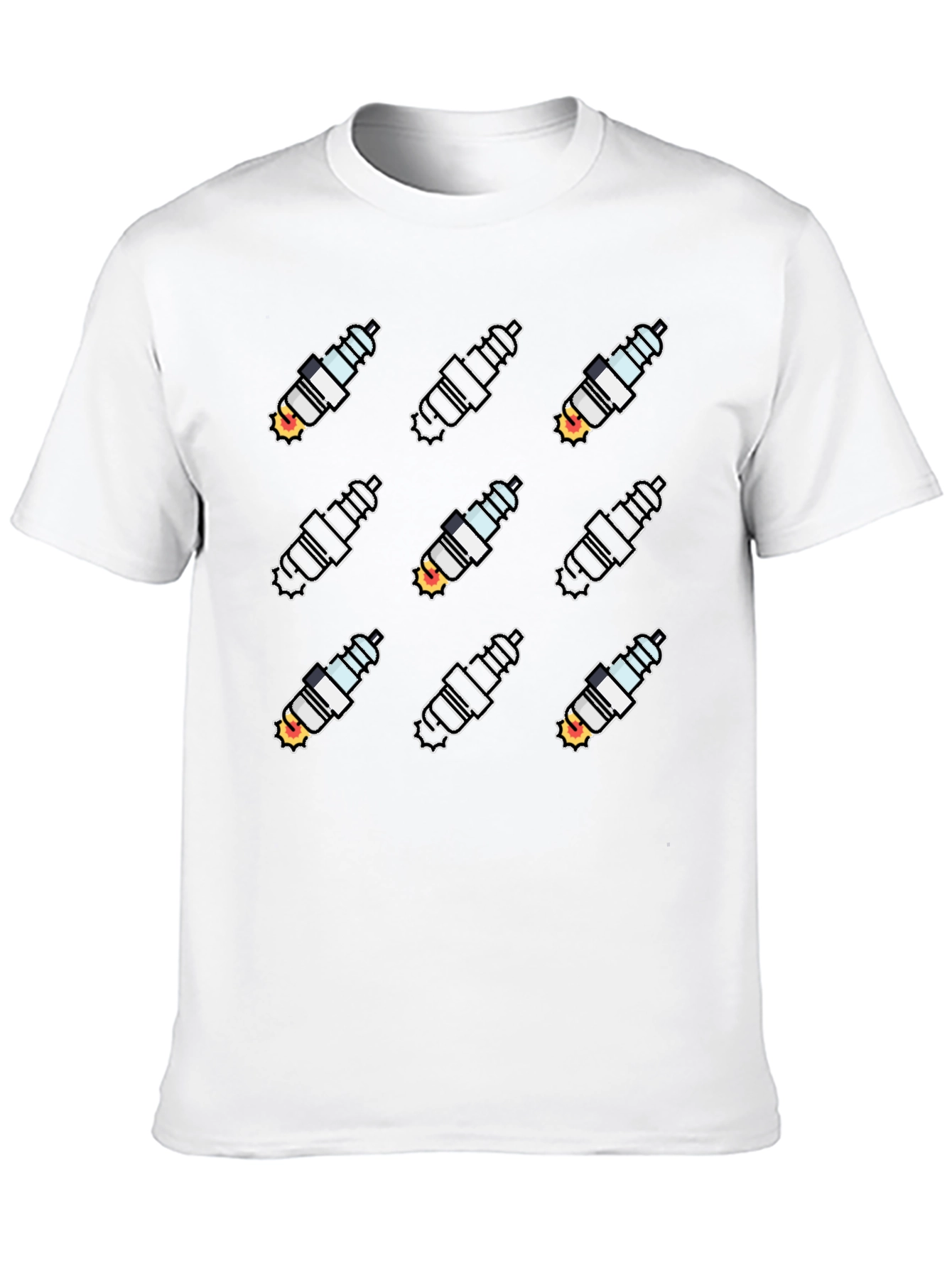 Spark Plug Pattern Black T-Shirt