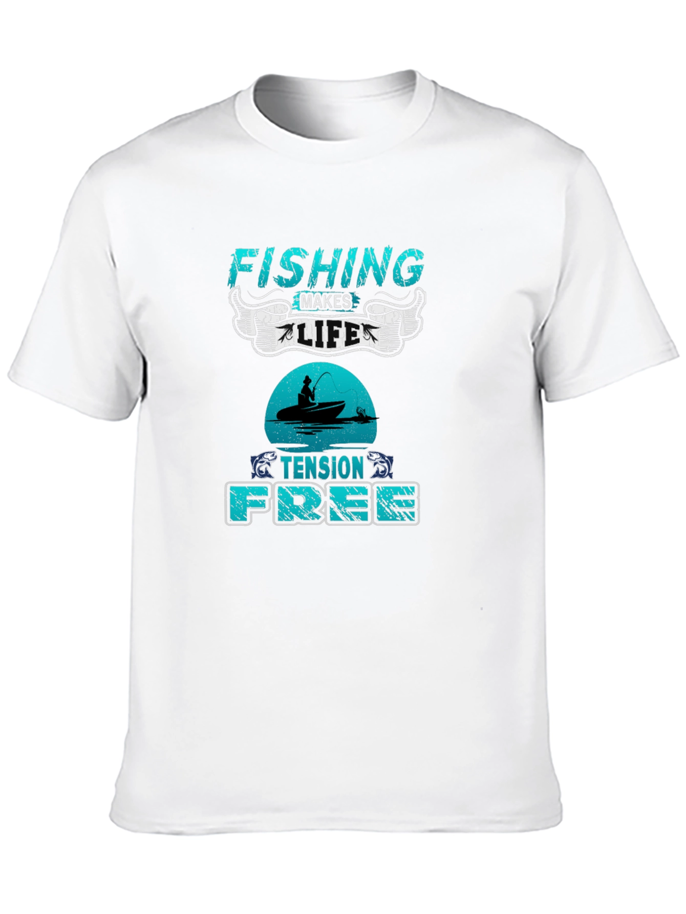 Fishing Makes Life Tension Free Black T-Shirt