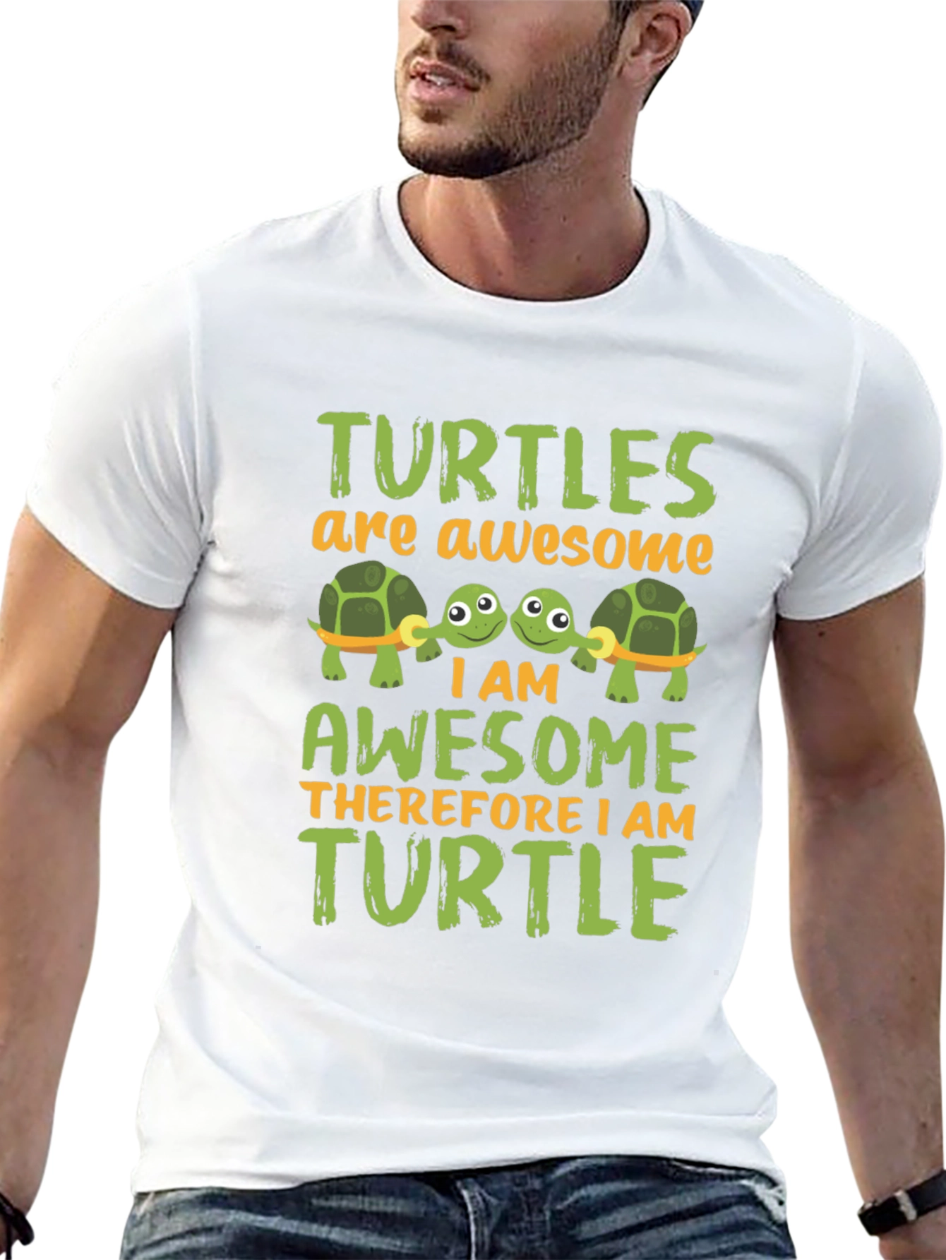 Awesome Turtle Graphic Tee - Mens Black T-Shirt