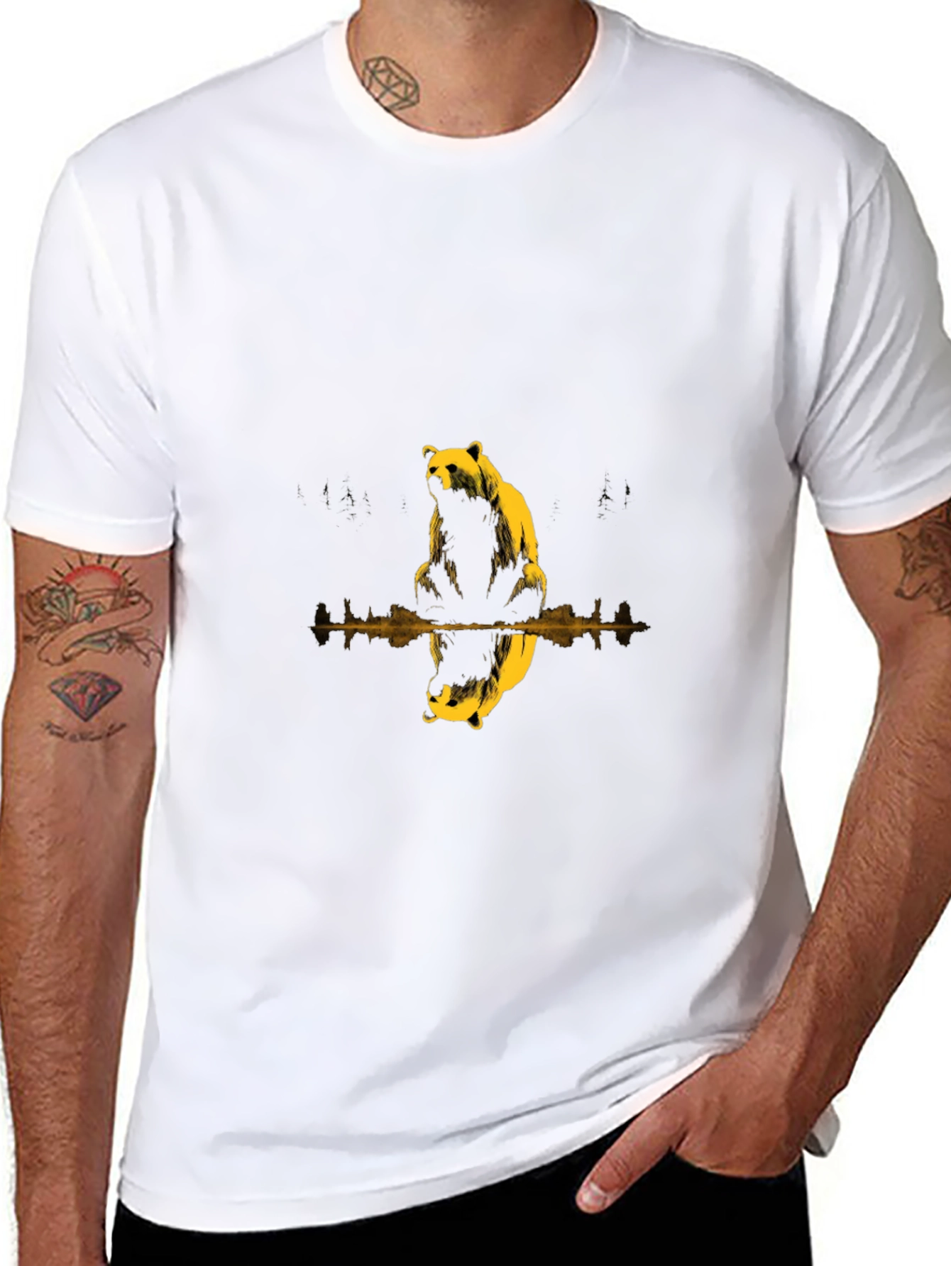 Bear Reflection Black T-Shirt