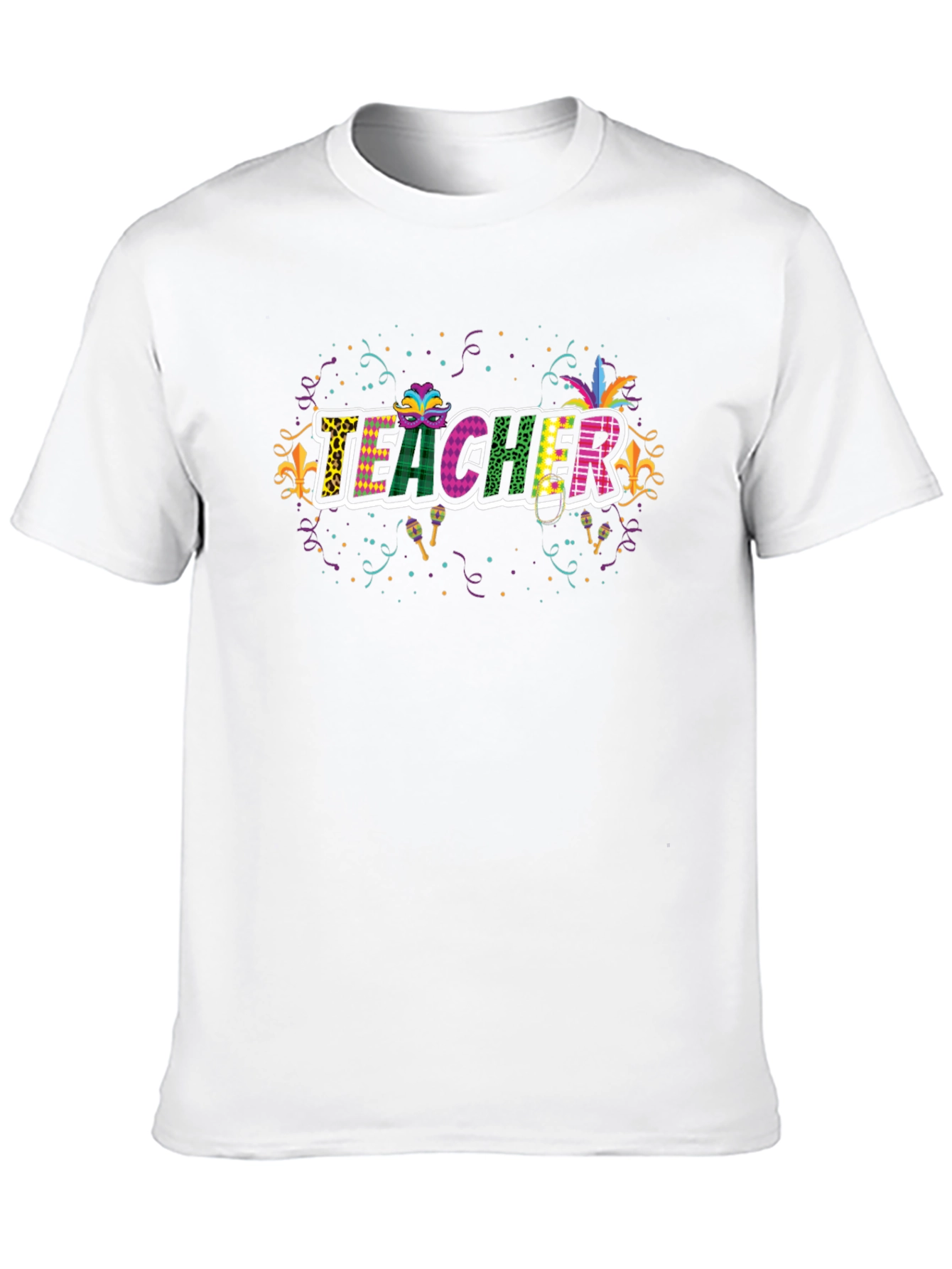 Festive Teacher T-Shirt - Mardi Gras Style!