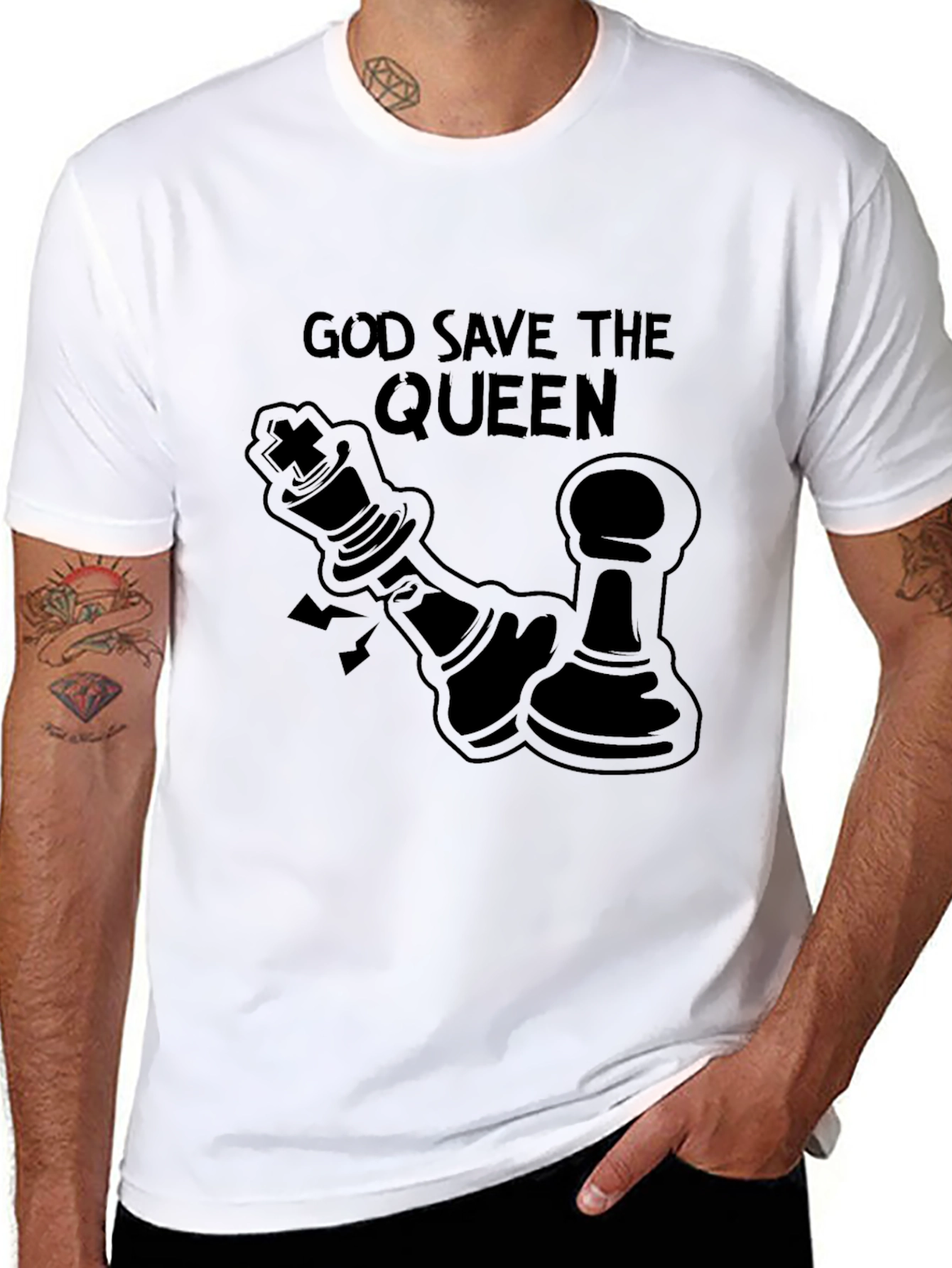 God Save The Queen Chess Graphic Tee - Black