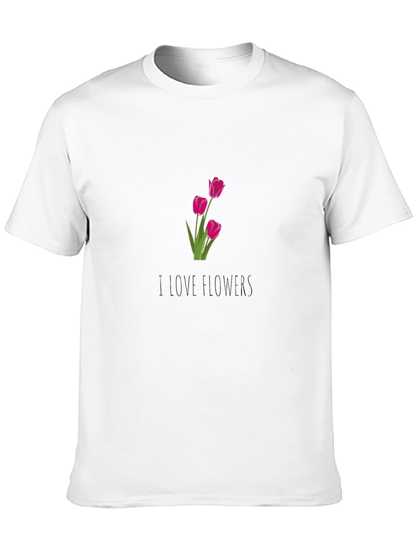 I Love Flowers Graphic Tee - Black Cotton T-Shirt