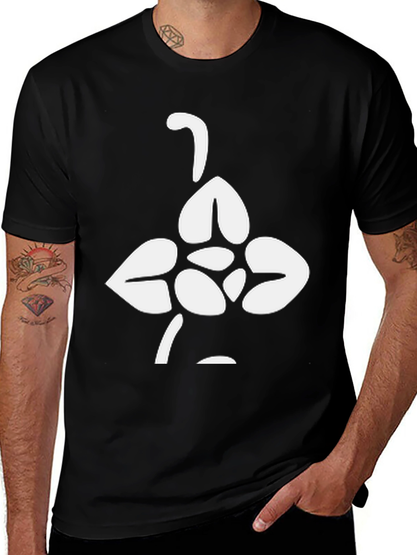 Abstract Graphic Print Black Crew Neck T-Shirt