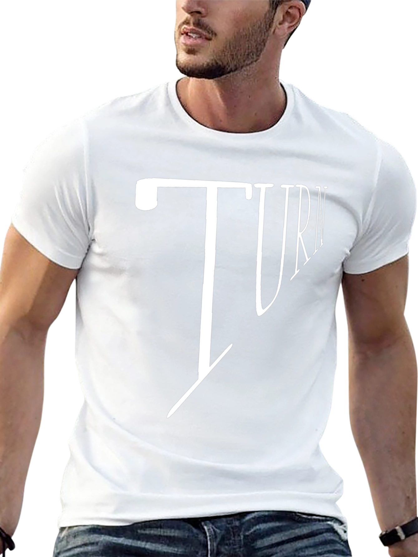 Turn Graphic Print Mens Black T-Shirt