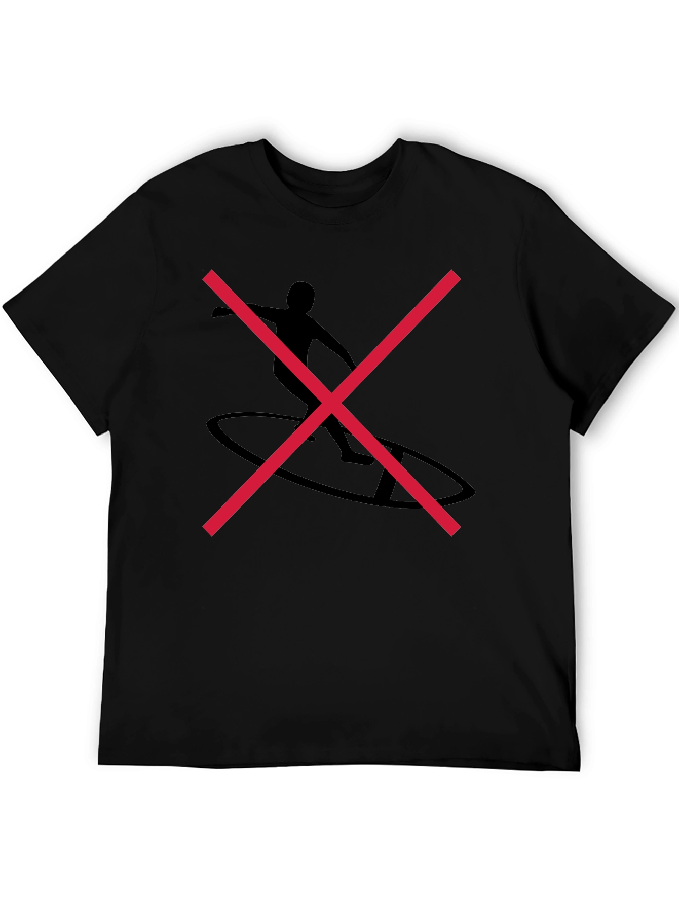 Black Graphic Tee with Surfer Silhouette