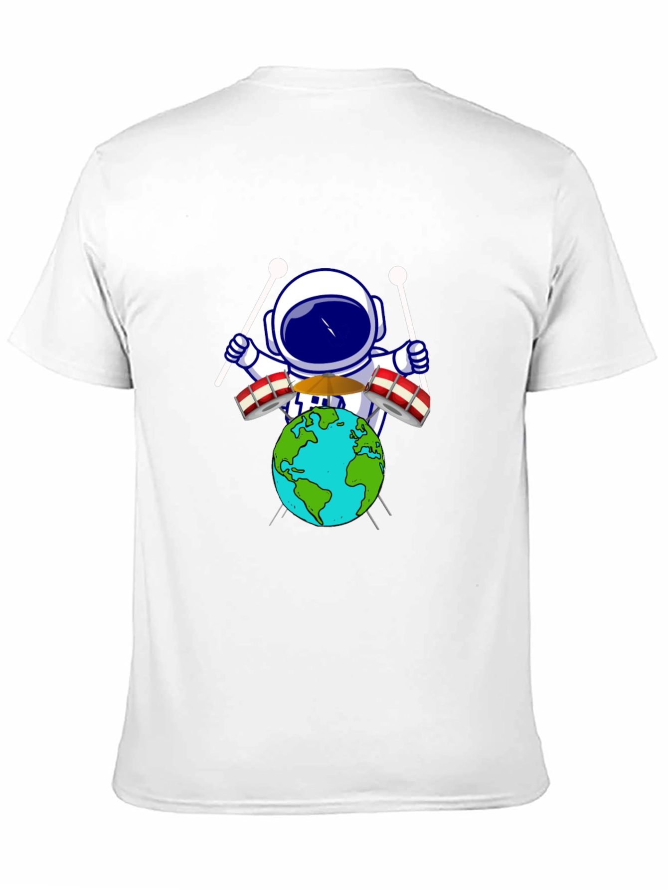Astronaut Drummer Earth Graphic Tee - Black