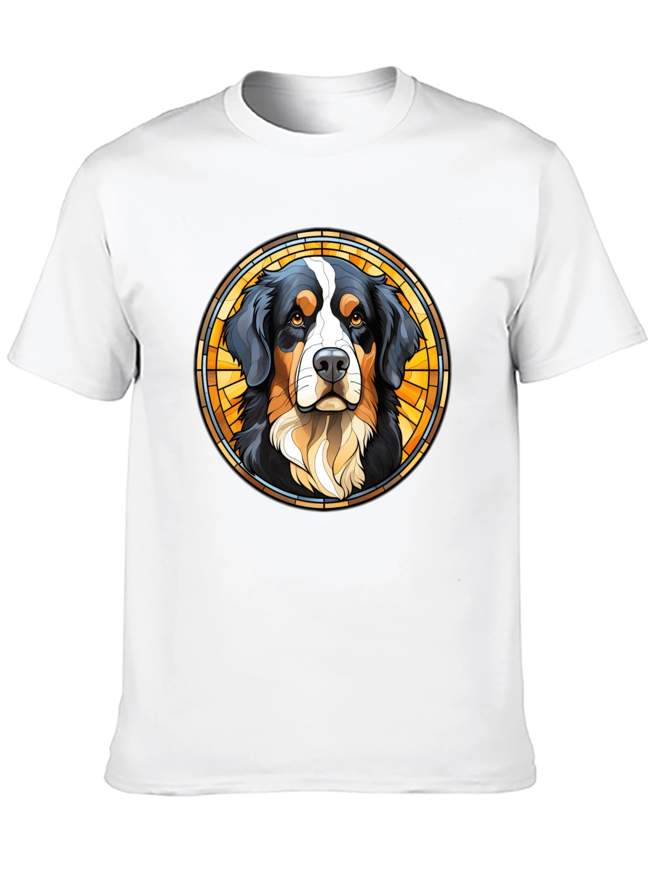 Bernese Mountain Dog Stained Glass T-Shirt