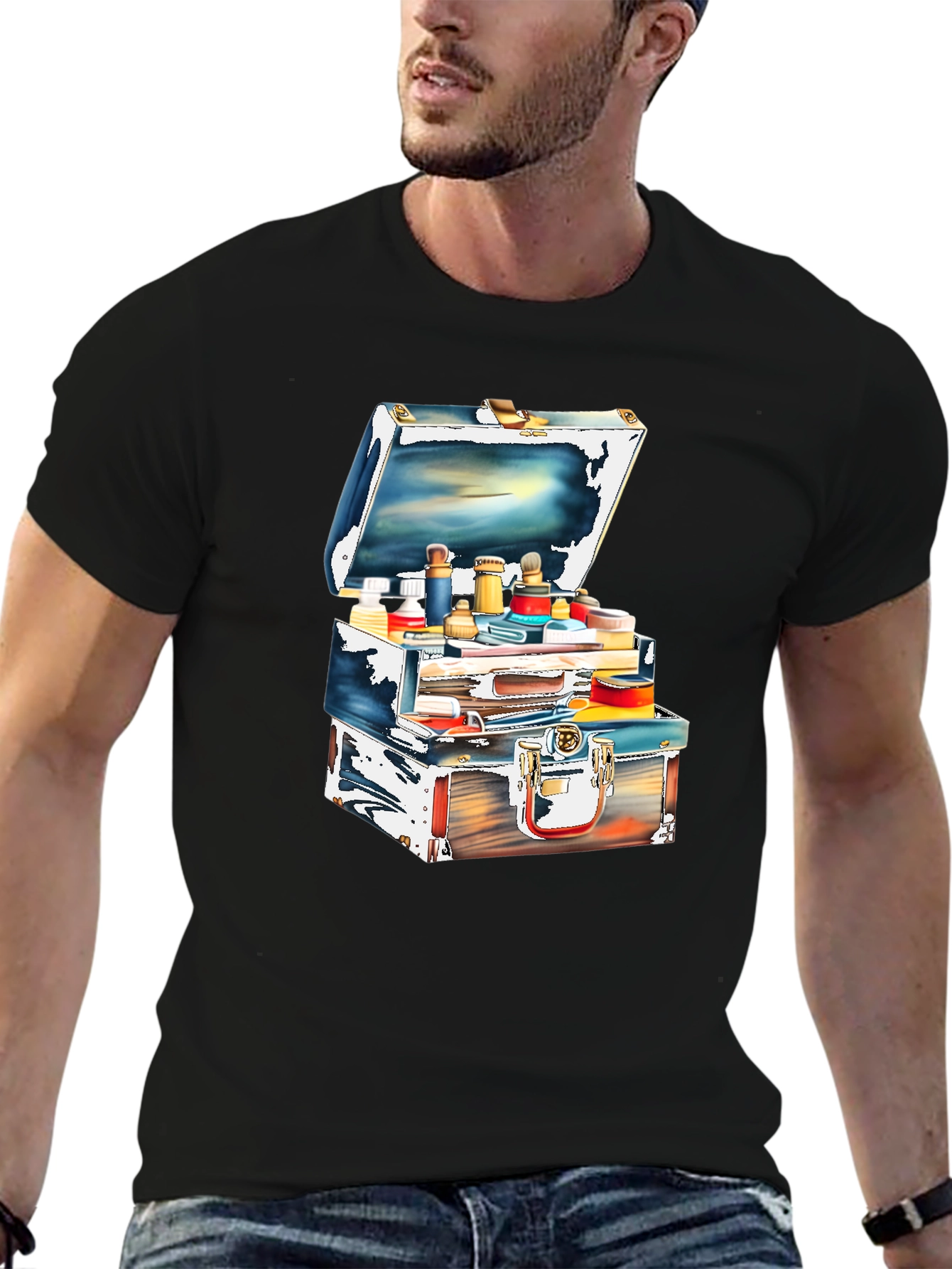 Unique Suitcase Illustration Graphic T-Shirt