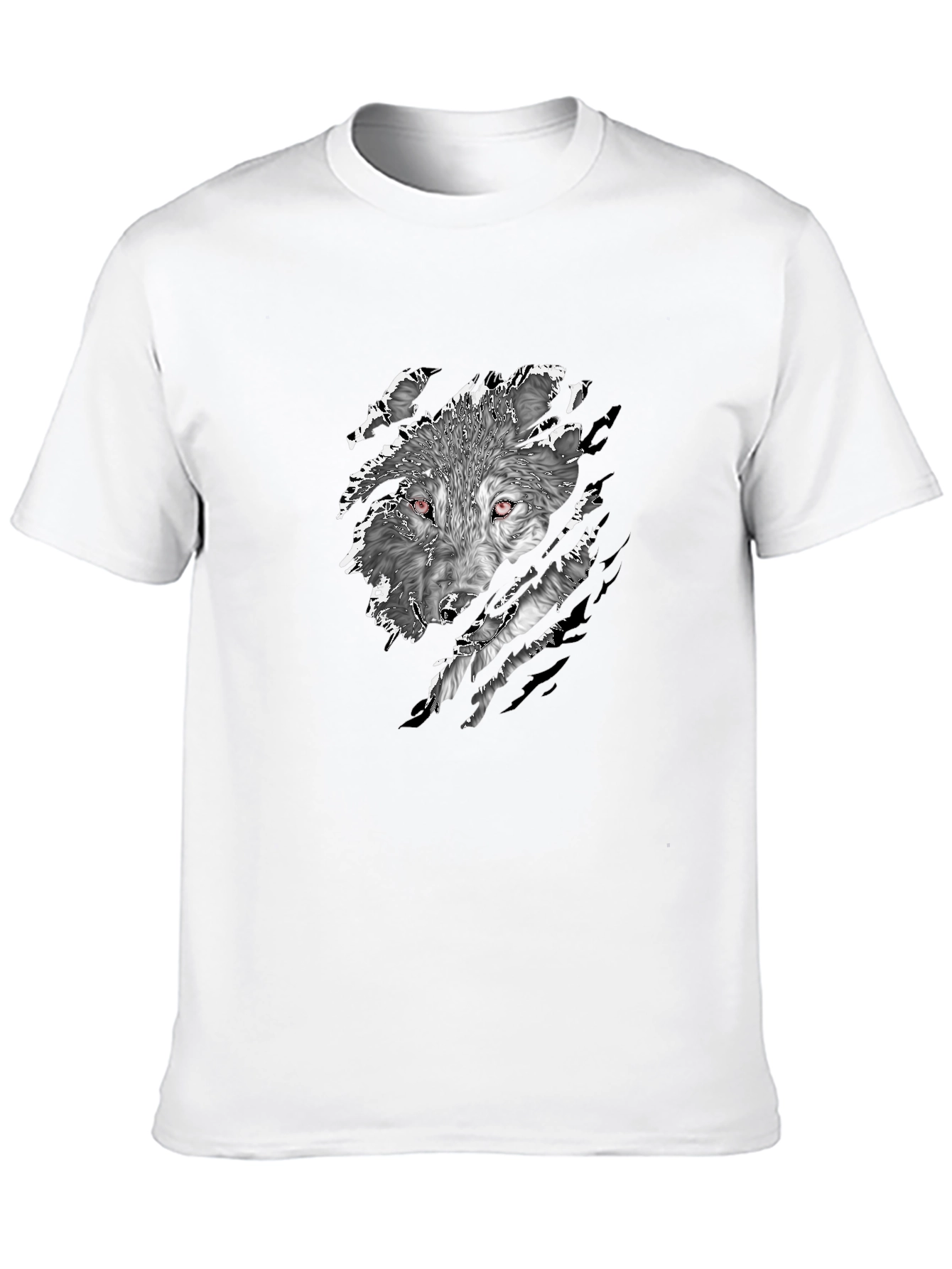 Mens Black Wolf Graphic Print T-Shirt