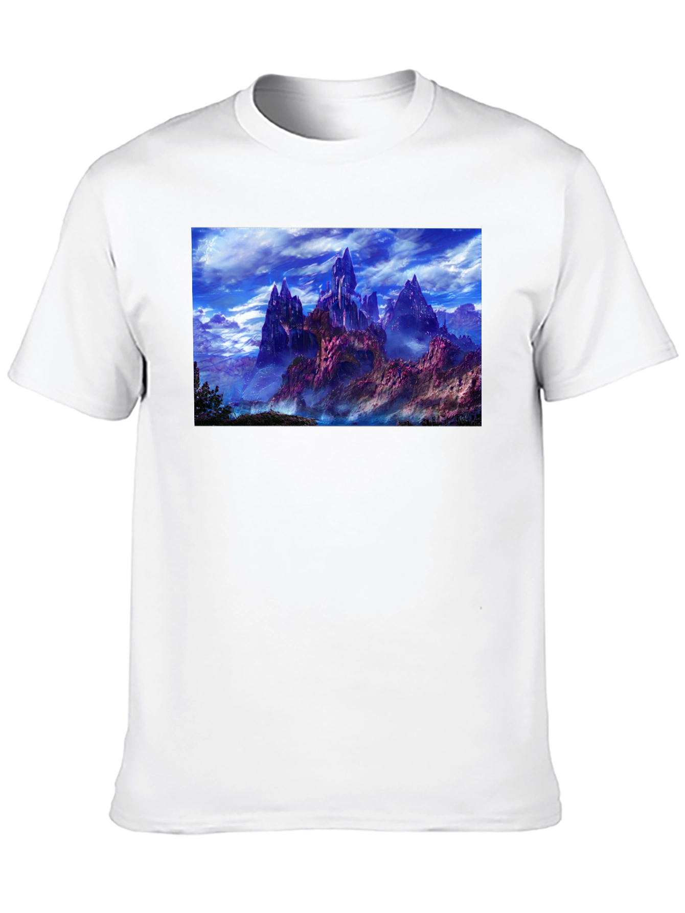 Fantasy Landscape Graphic Print Black T-Shirt