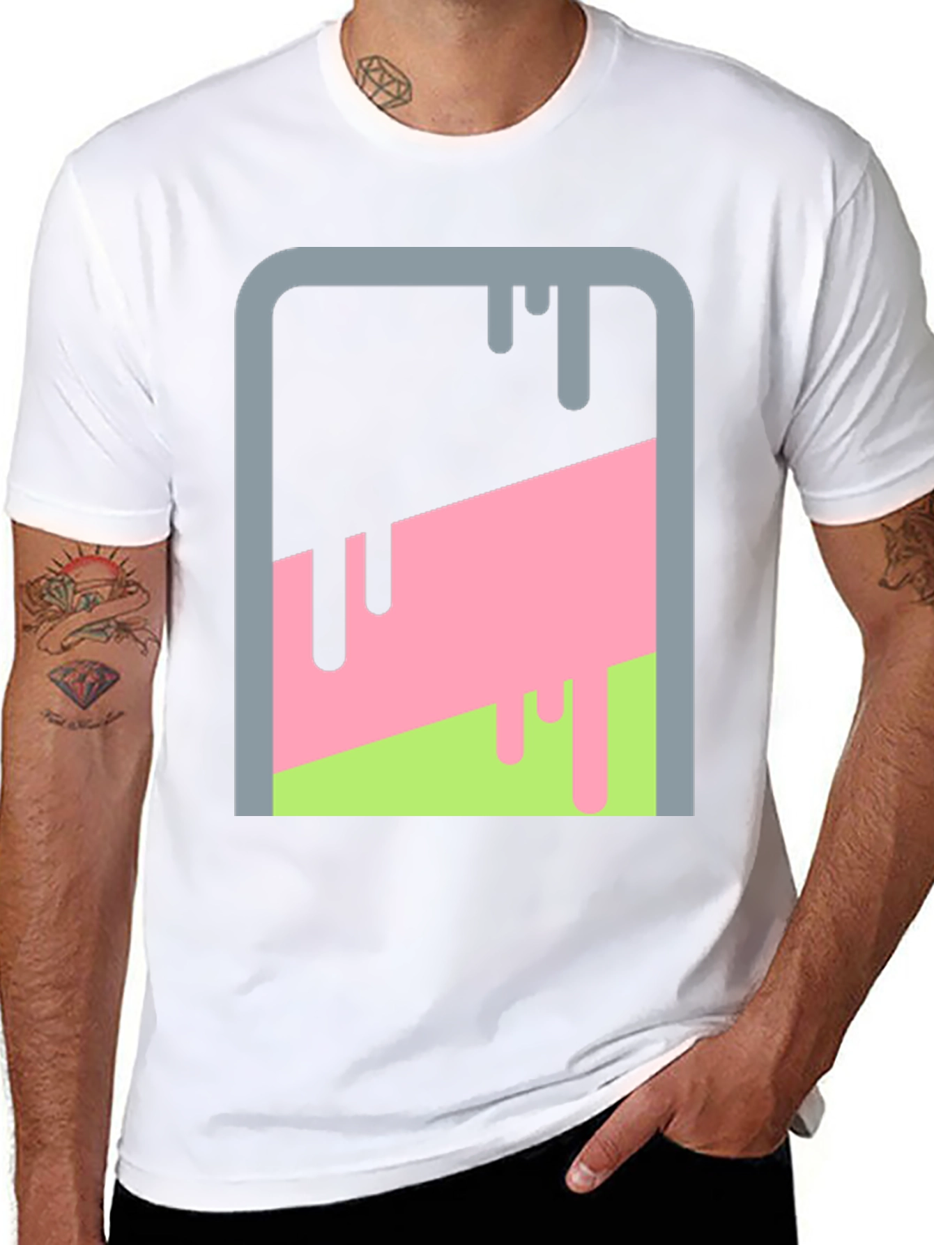 Abstract Dripping Paint Graphic Tee - Mens Black T-Shirt
