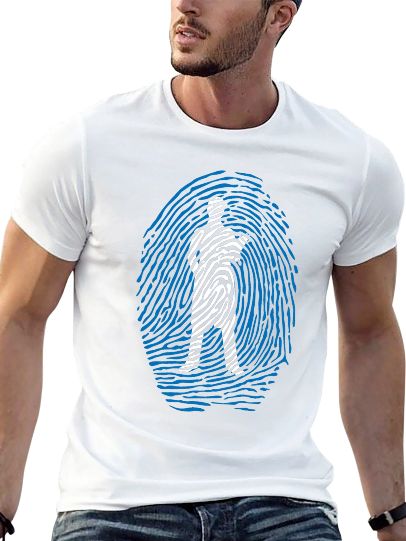 Unique Fingerprint Silhouette Graphic T-Shirt