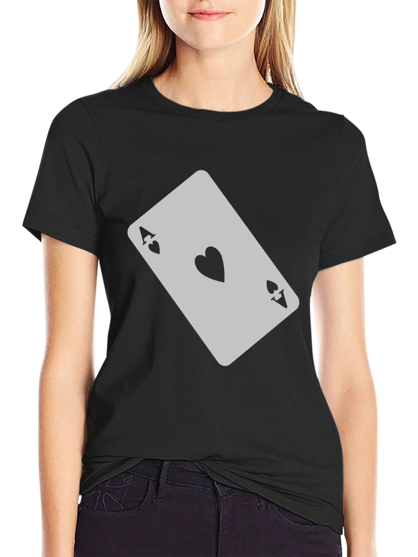 Ace of Hearts Graphic T-Shirt - Black Casual Tee