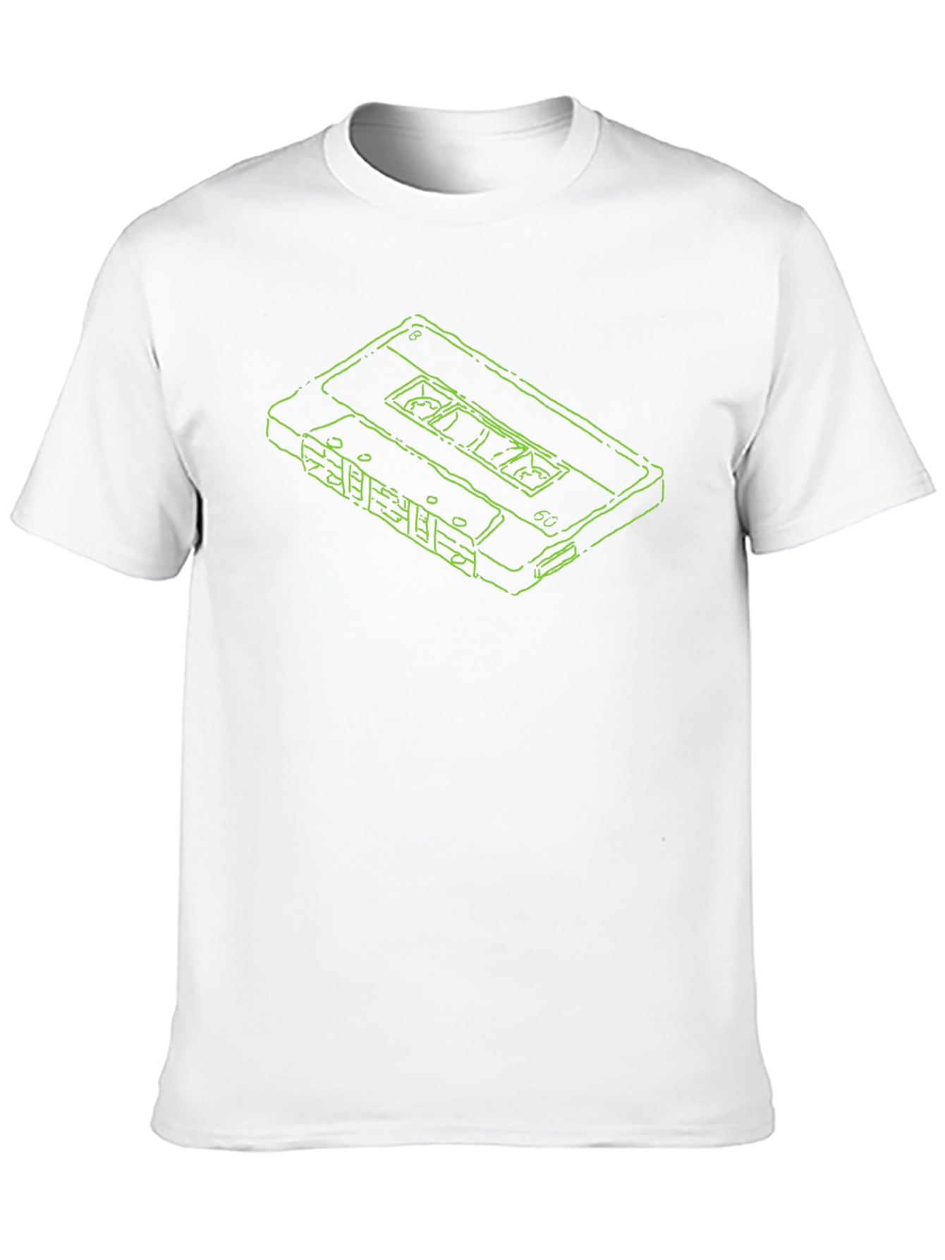 Retro Cassette Tape Outline Black T-Shirt