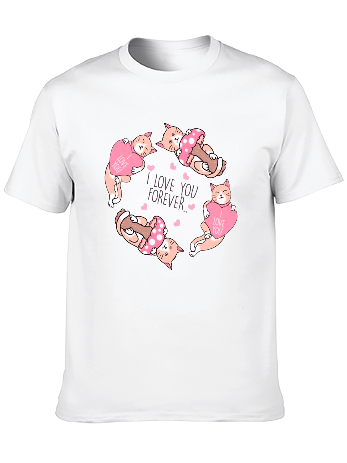 Cute Cats I Love You Forever Black T-Shirt